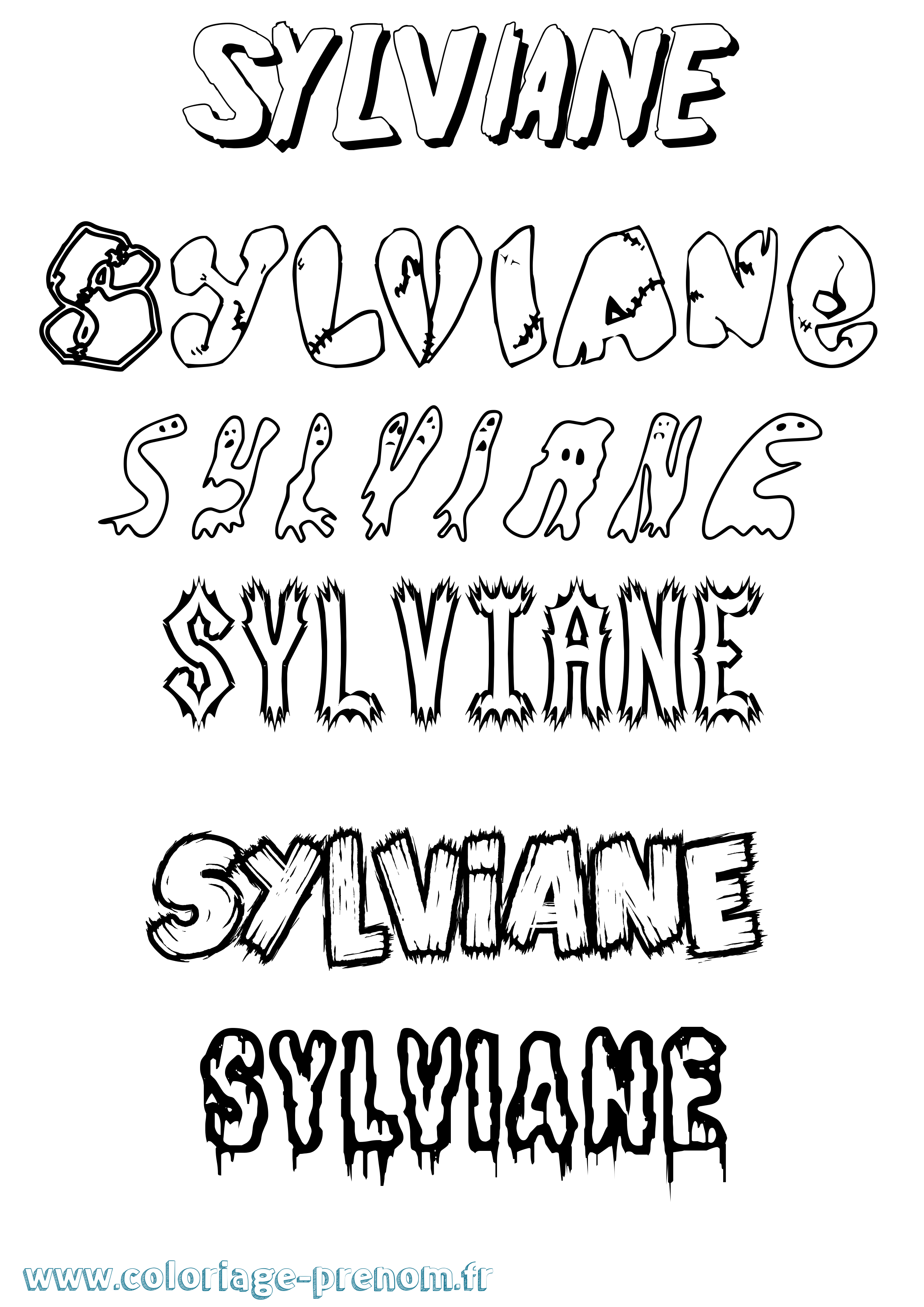 Coloriage prénom Sylviane Frisson