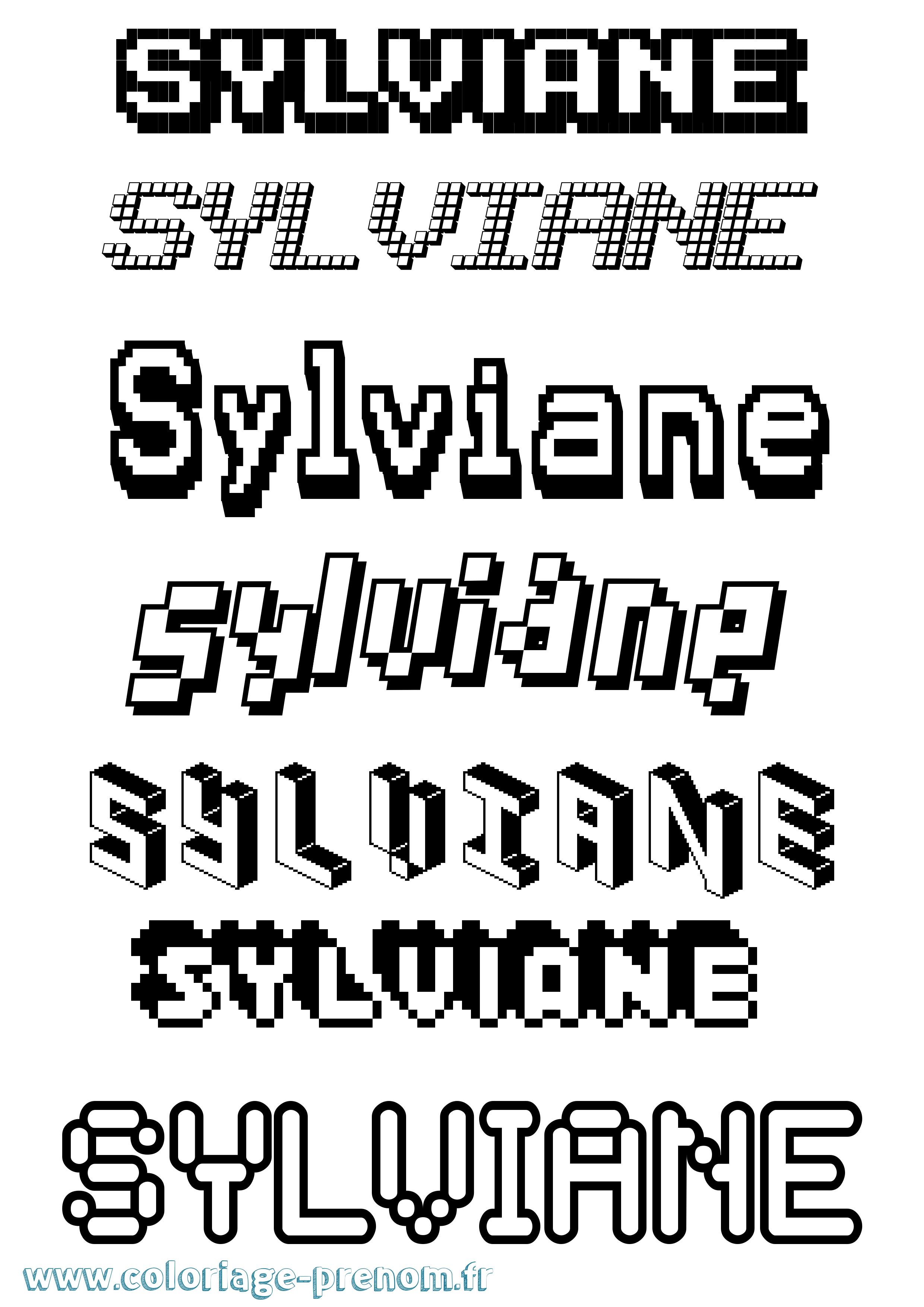 Coloriage prénom Sylviane Pixel