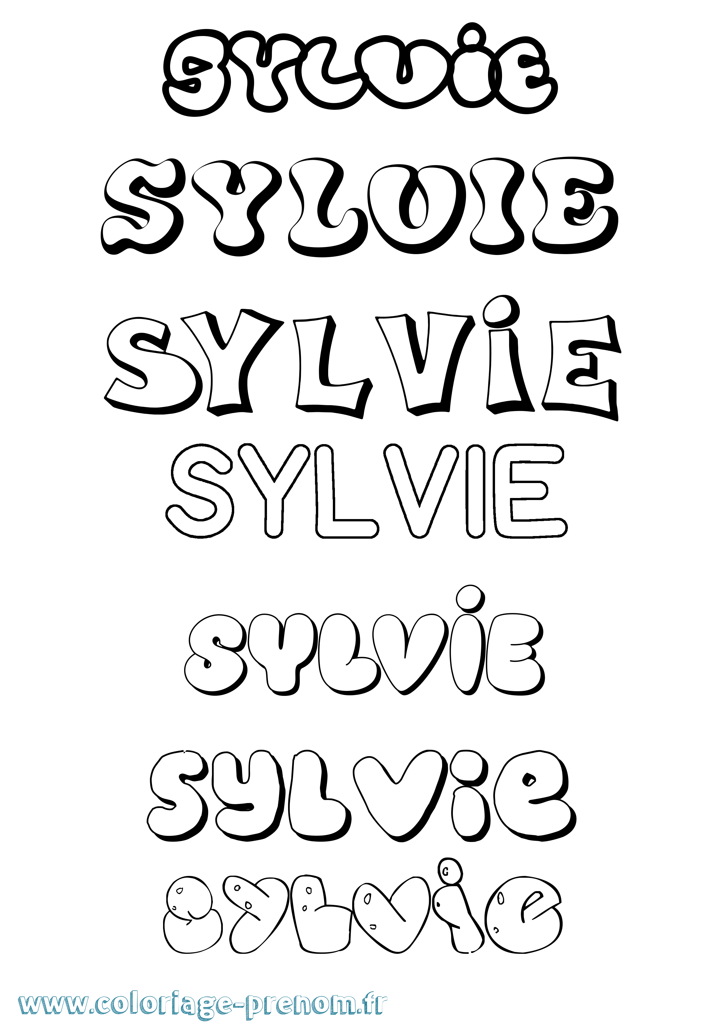 Coloriage prénom Sylvie Bubble