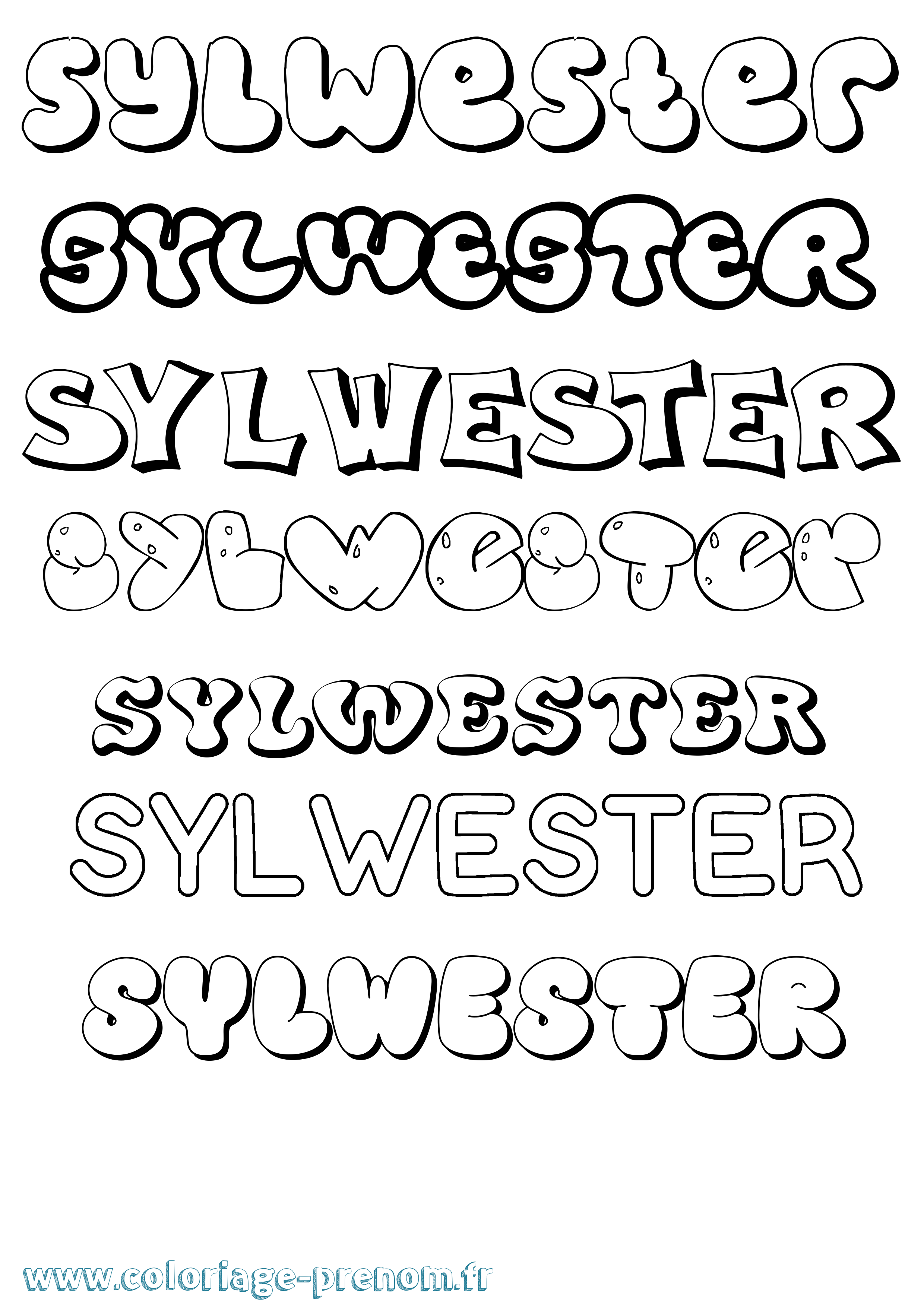 Coloriage prénom Sylwester Bubble