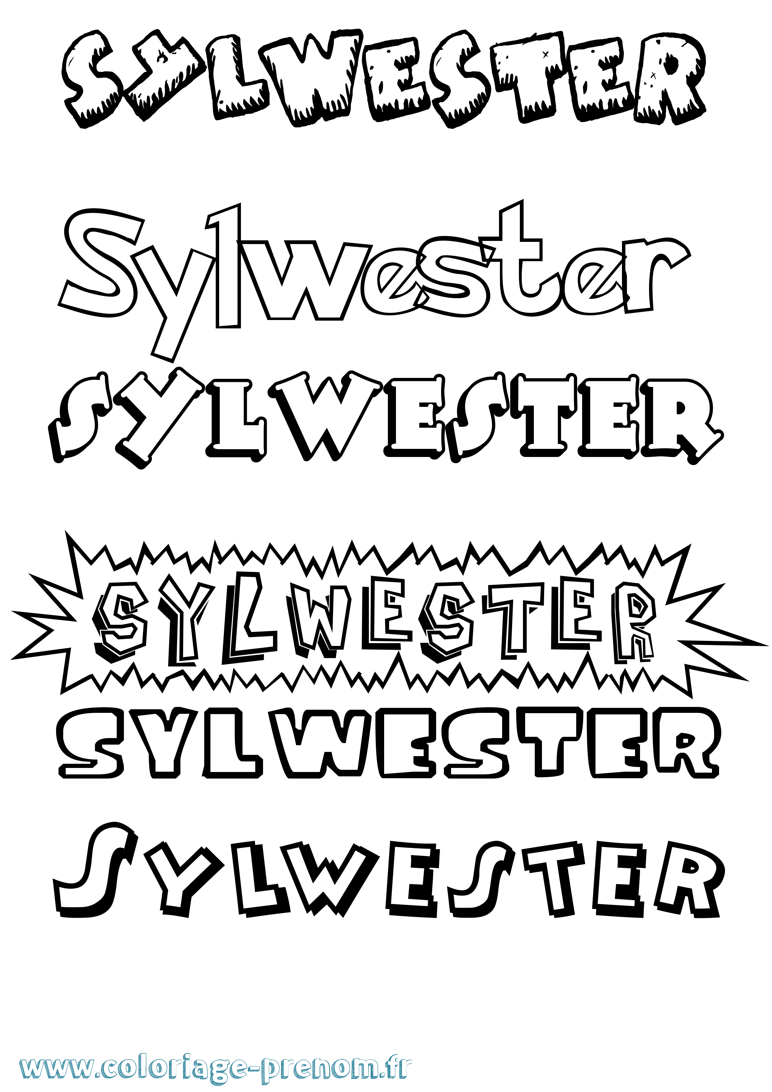 Coloriage Sylwester Dessin Animé Coloriage prénom Sylwester Dessin Animé