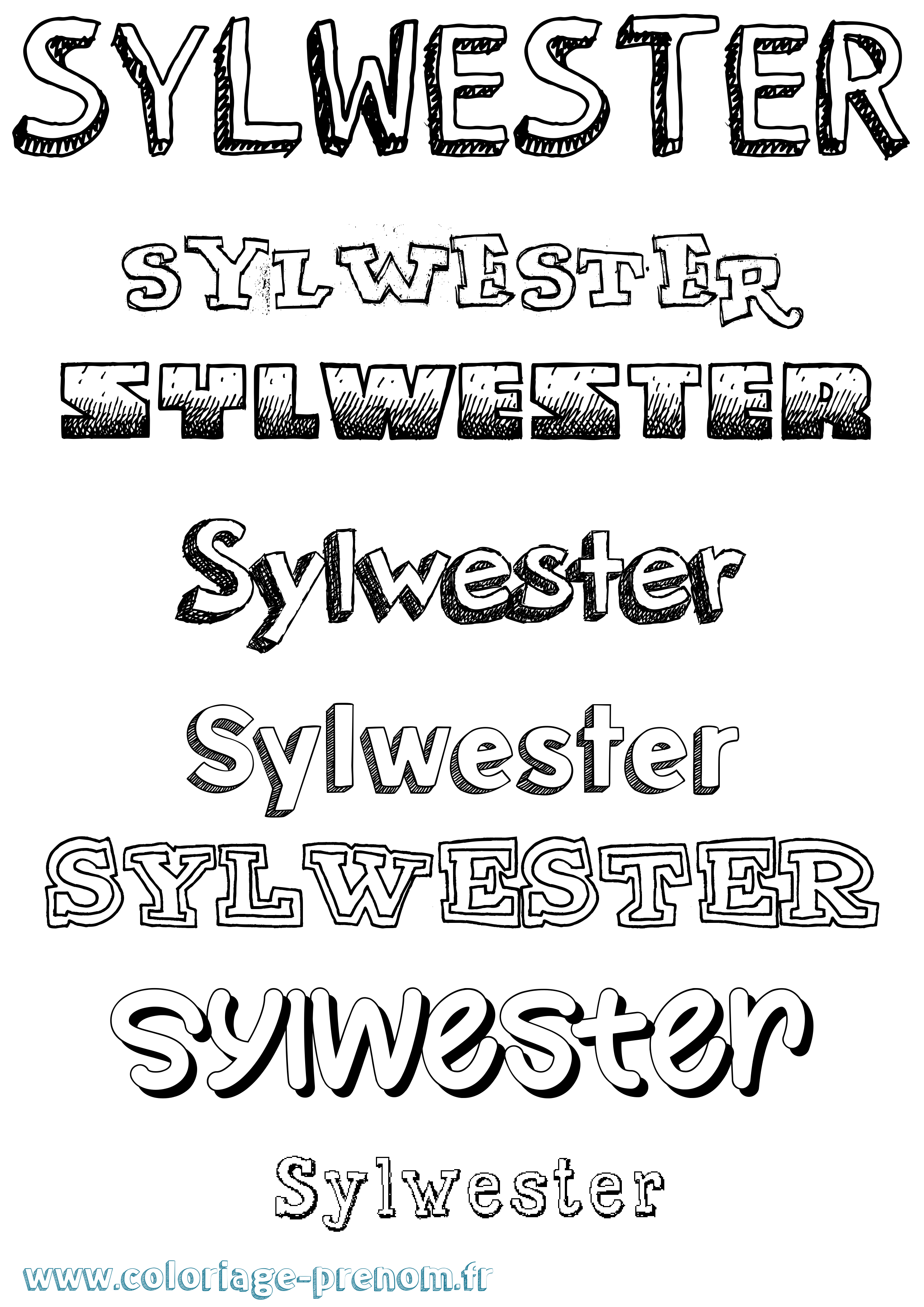 Coloriage Sylwester Dessiné Coloriage prénom Sylwester Dessiné