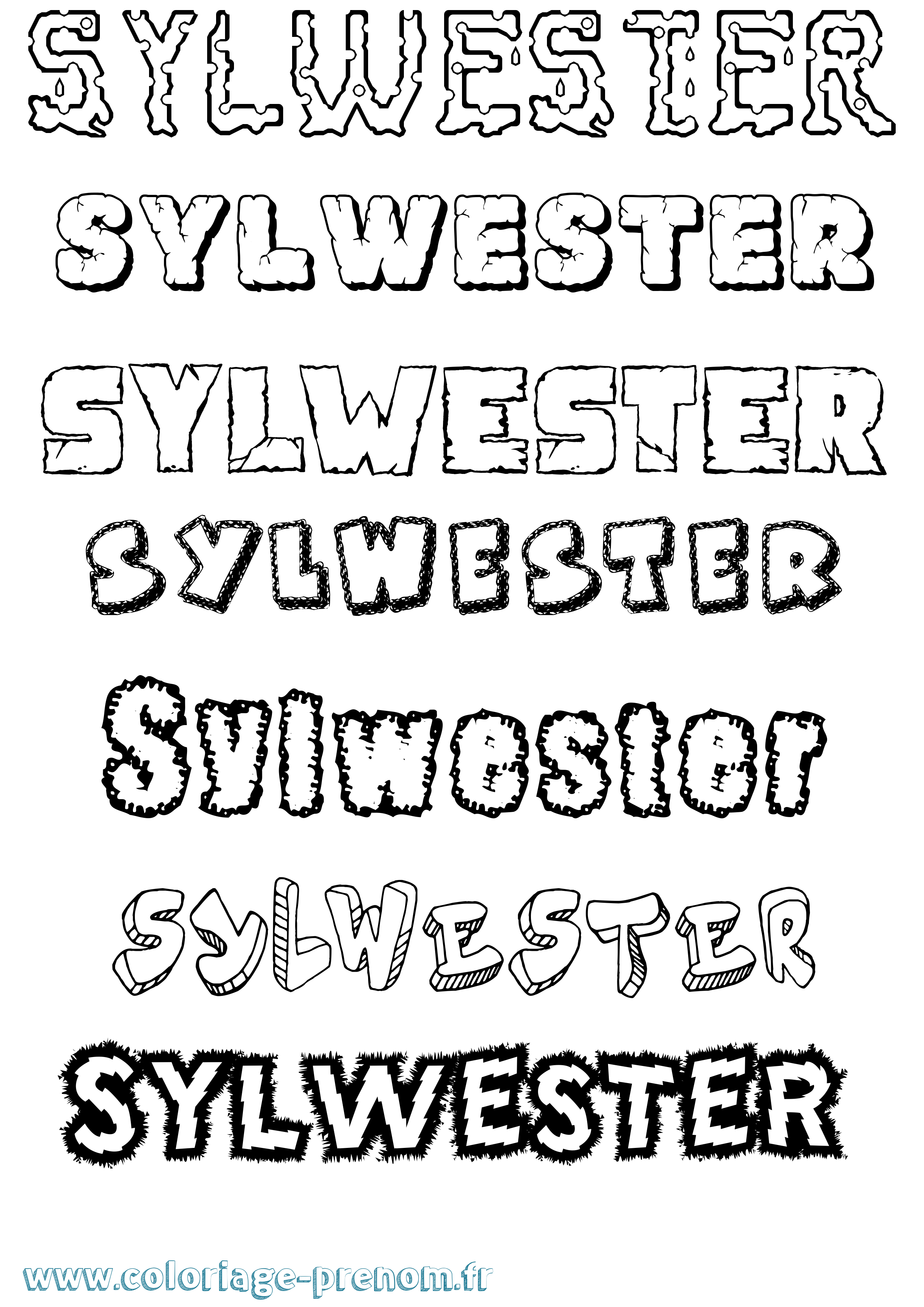 Coloriage Sylwester Destructuré Coloriage prénom Sylwester Destructuré