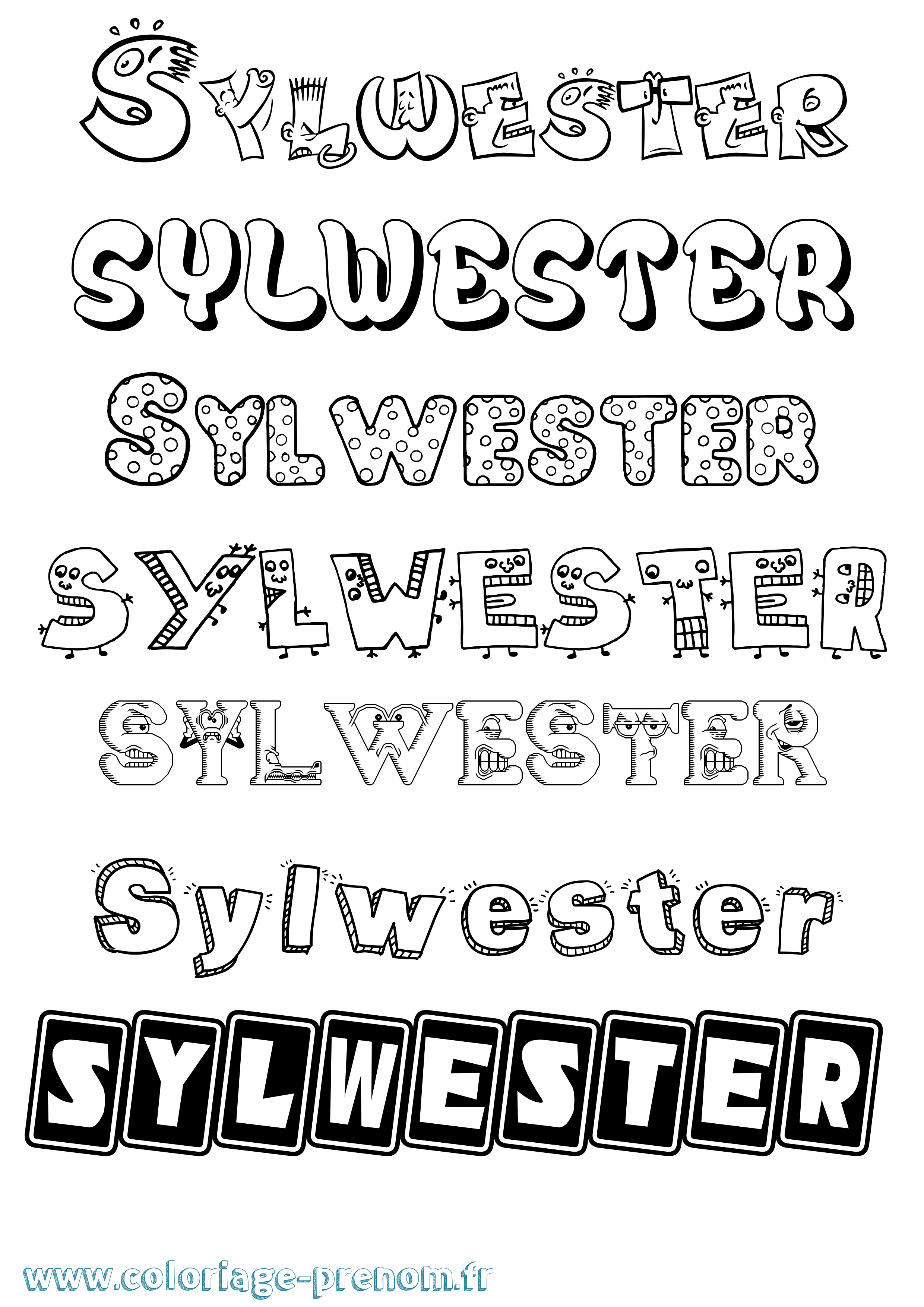 Coloriage Sylwester Fun Coloriage prénom Sylwester Fun