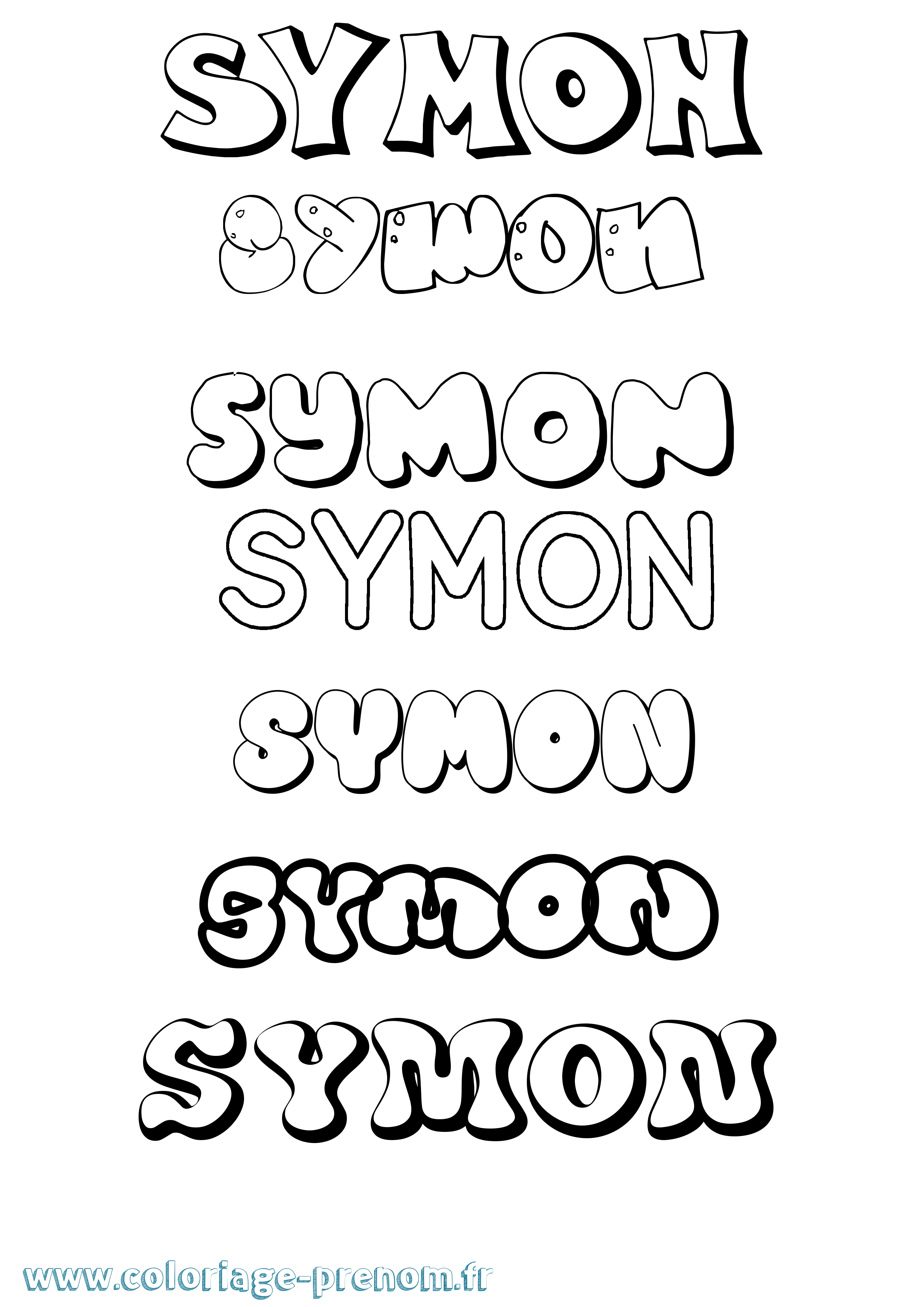 Coloriage prénom Symon Bubble