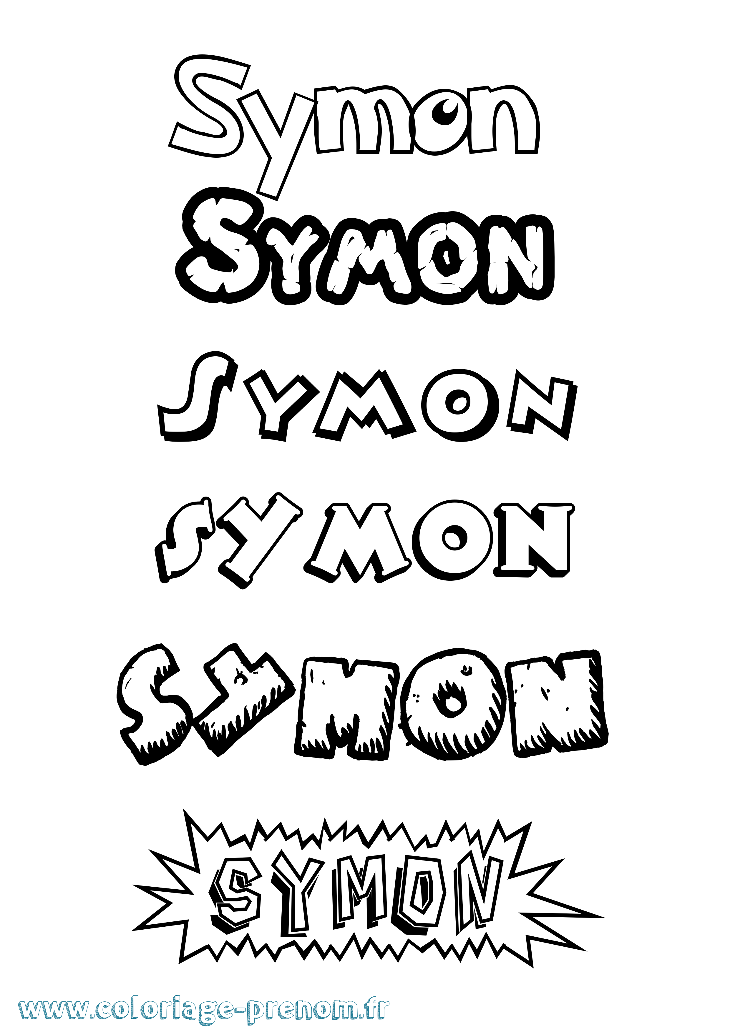 Coloriage prénom Symon Dessin Animé