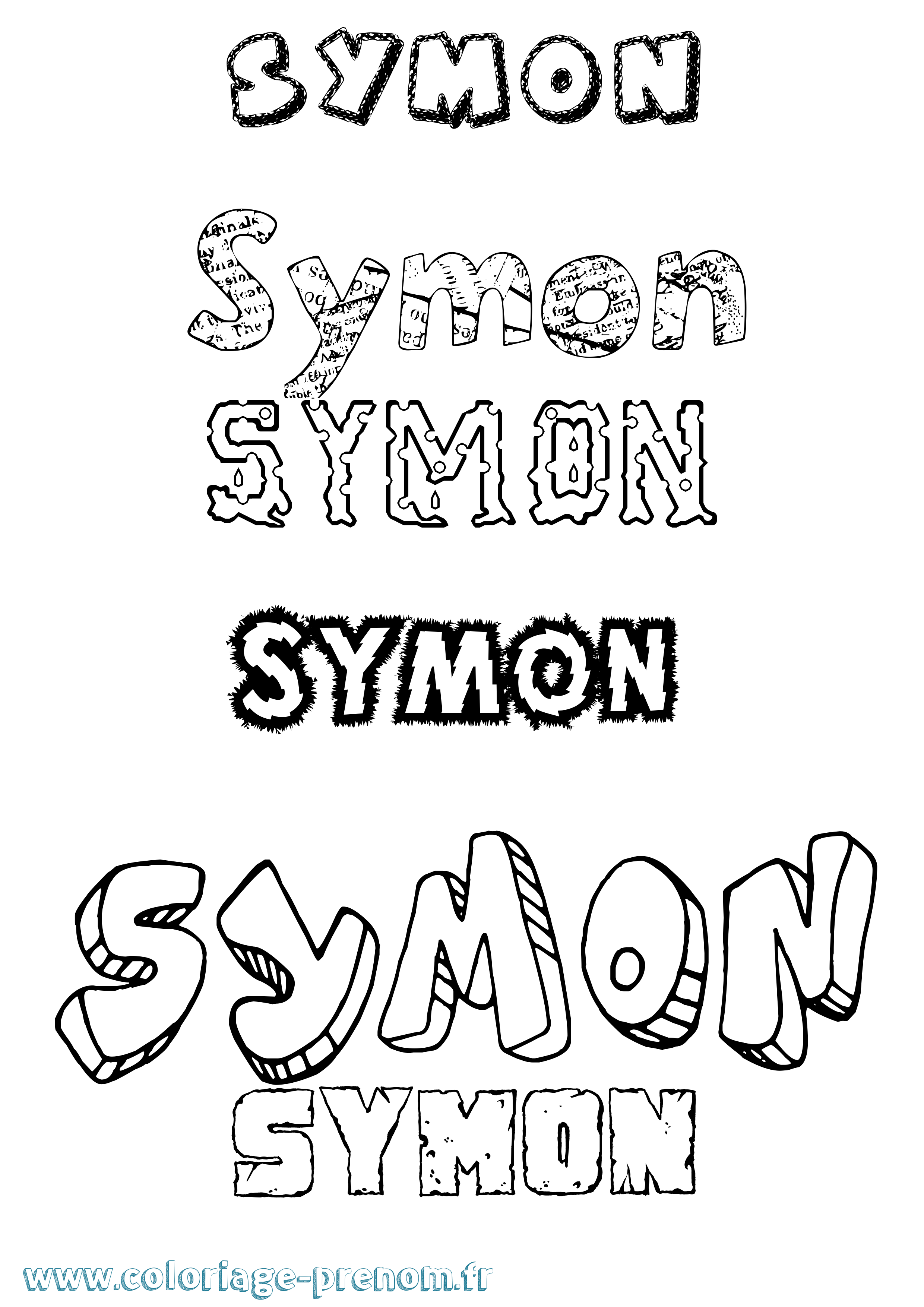 Coloriage prénom Symon Destructuré
