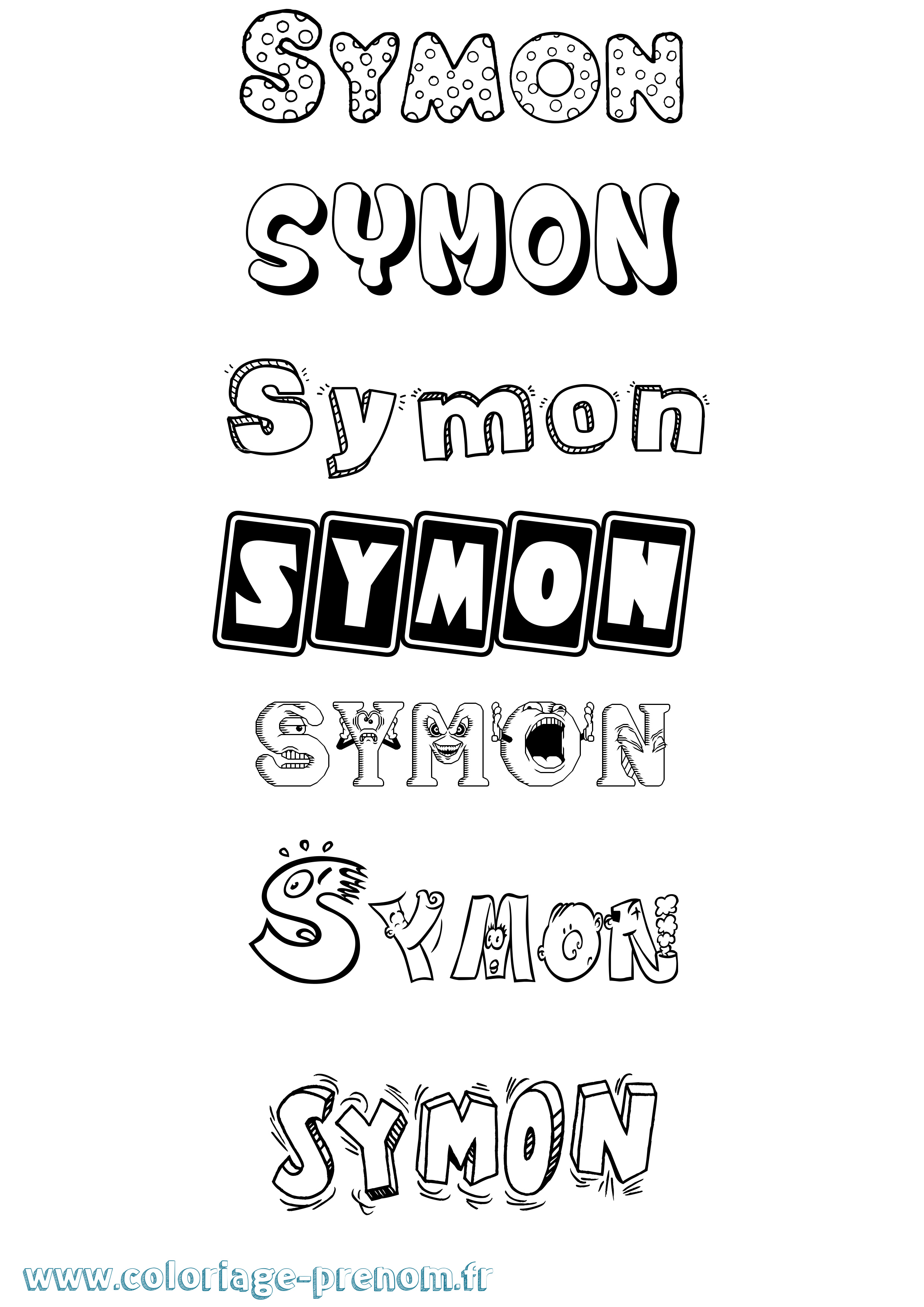 Coloriage prénom Symon Fun