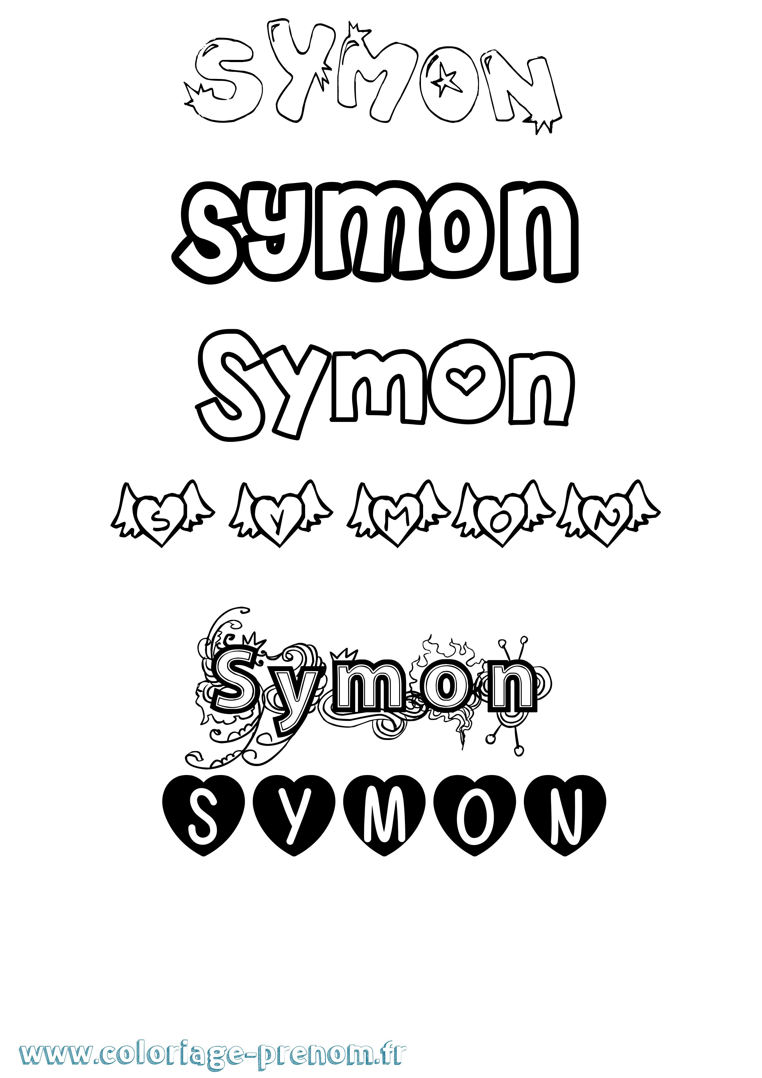 Coloriage prénom Symon Girly