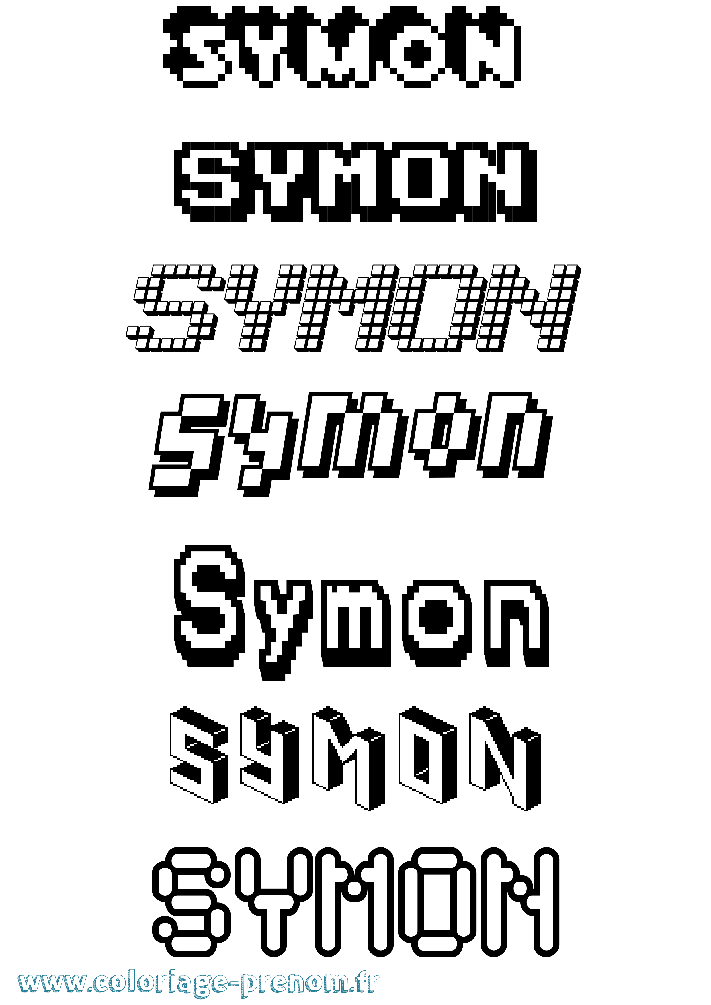Coloriage prénom Symon Pixel