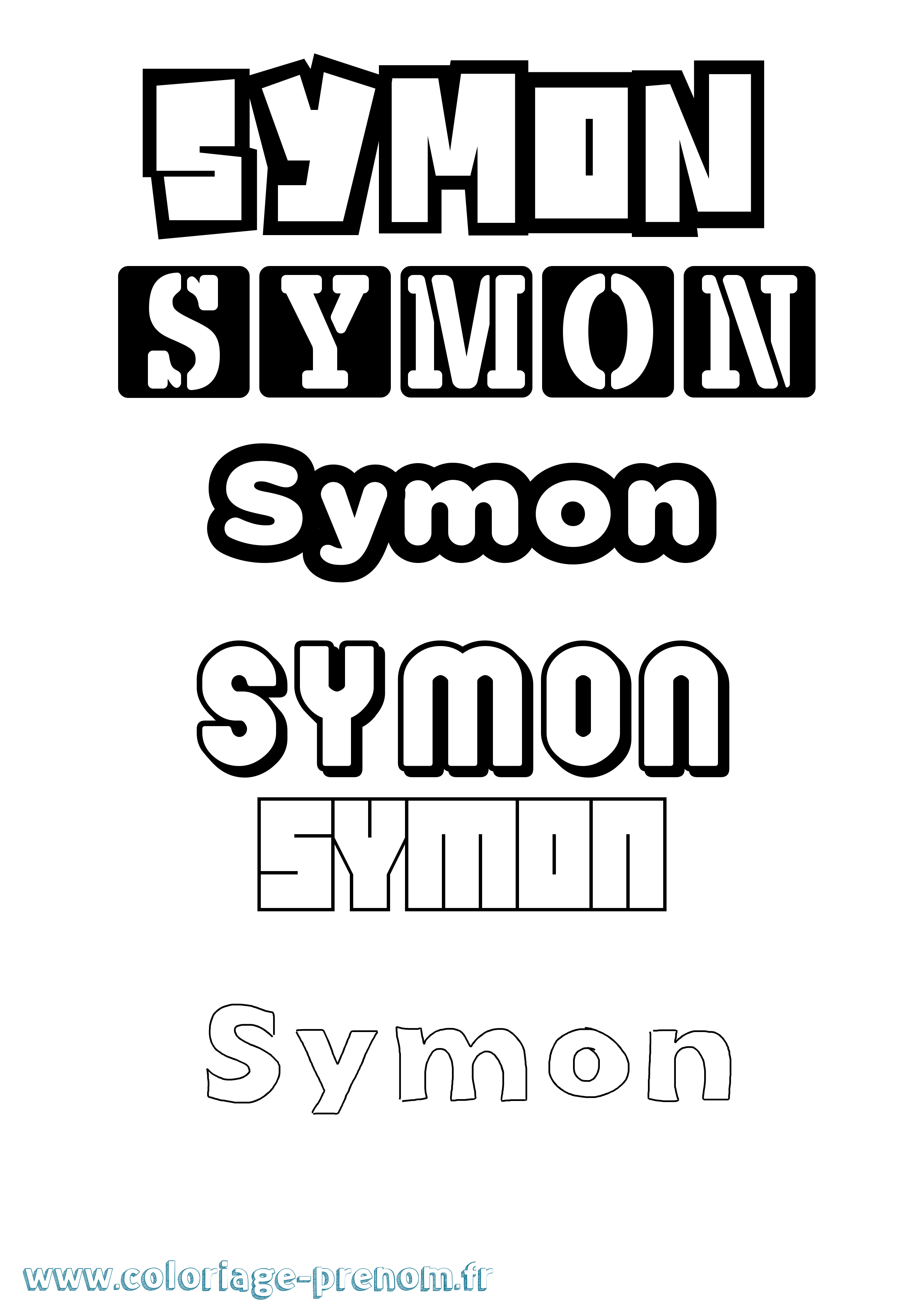 Coloriage prénom Symon Simple