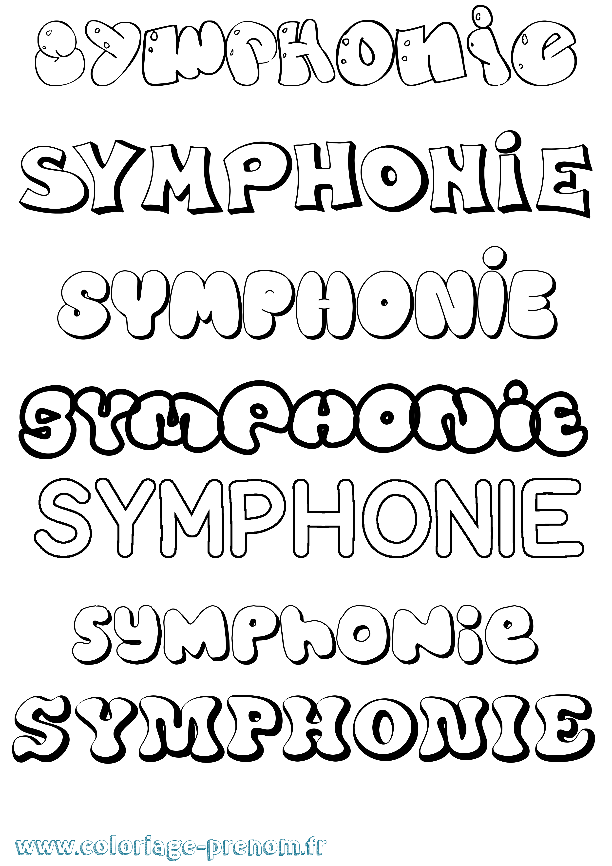 Coloriage Symphonie Bubble Coloriage prénom Symphonie Bubble