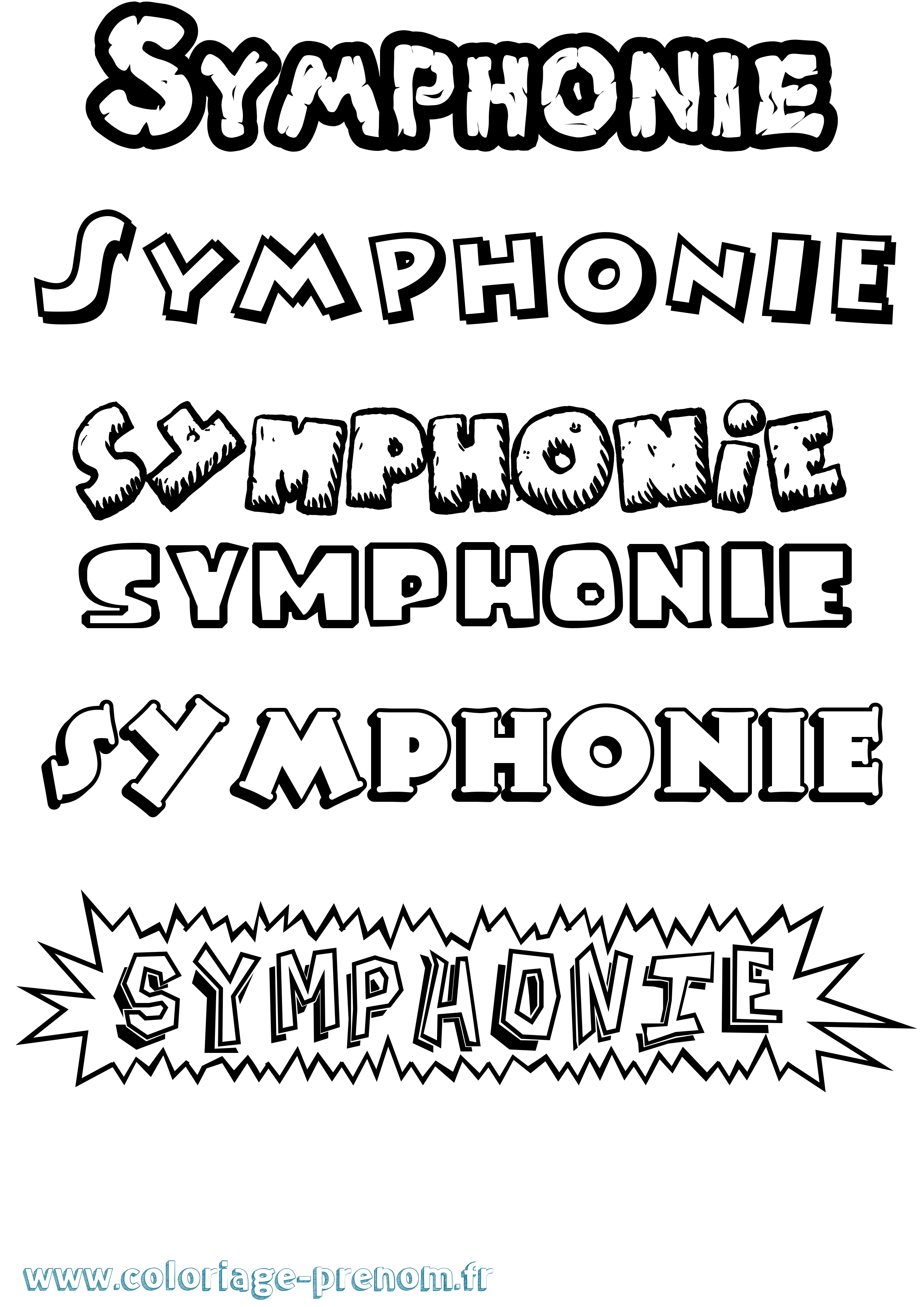 Coloriage Symphonie Dessin Animé Coloriage prénom Symphonie Dessin Animé