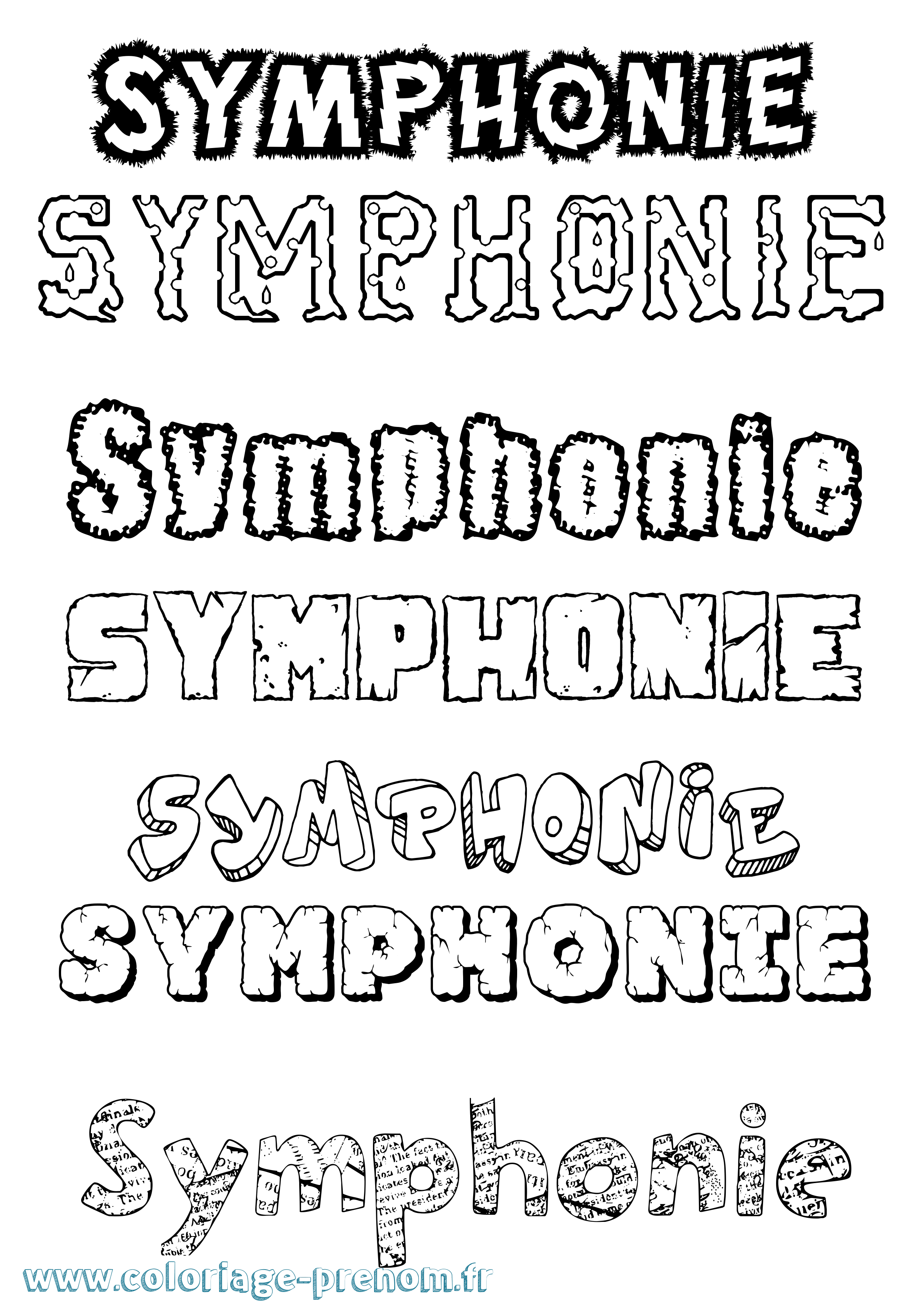 Coloriage Symphonie Destructuré Coloriage prénom Symphonie Destructuré