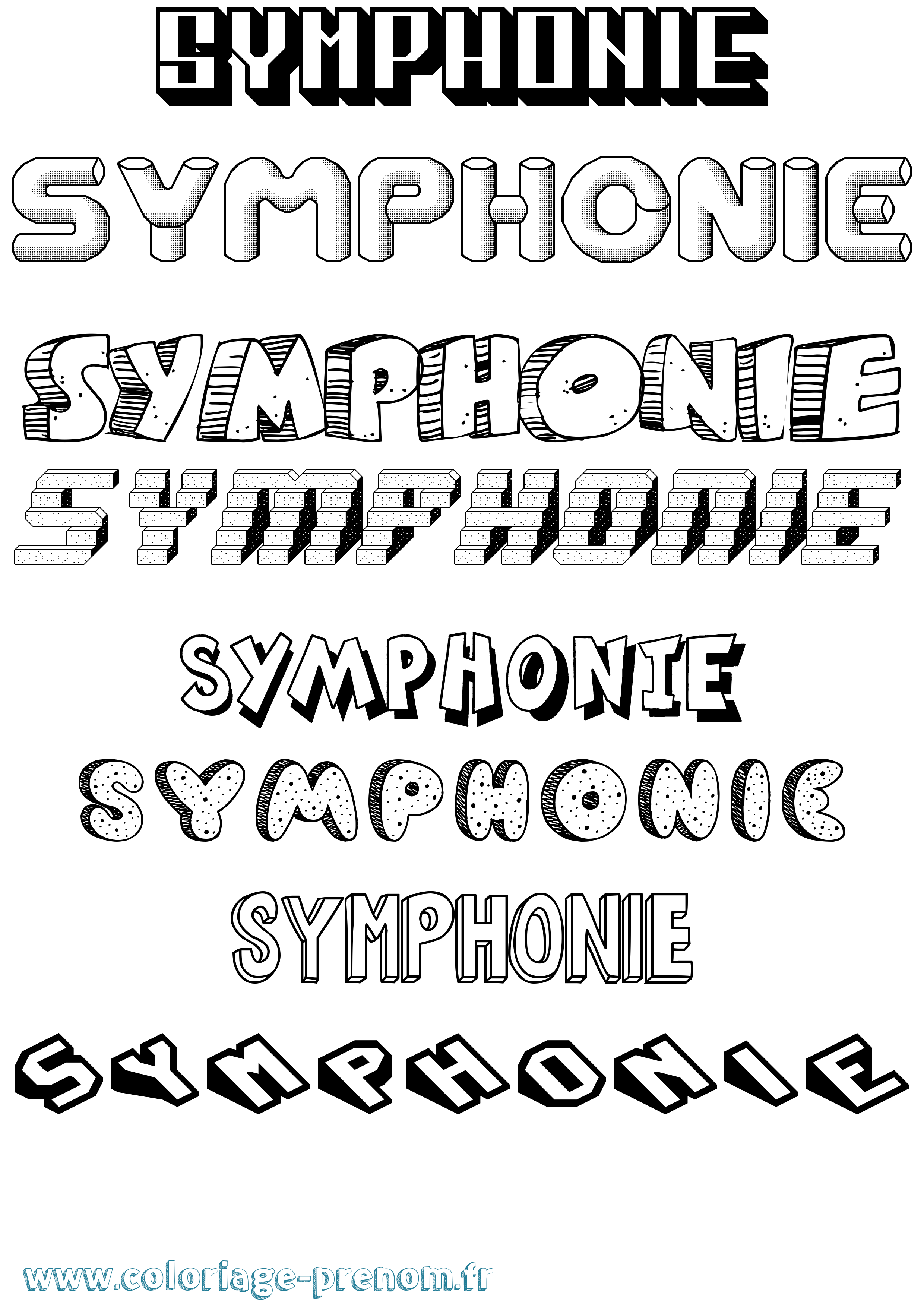 Coloriage Symphonie Effet 3D Coloriage prénom Symphonie Effet 3D