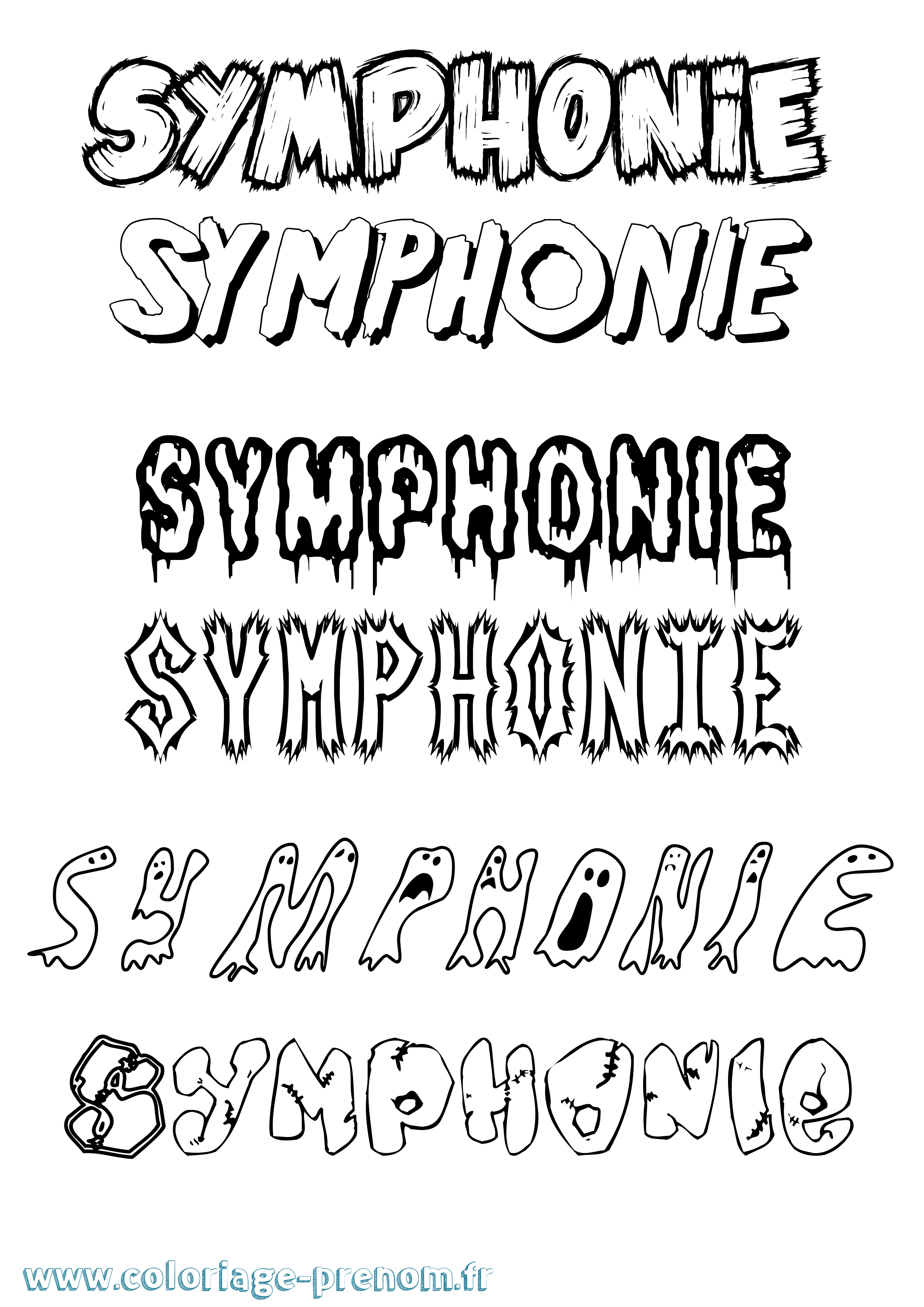 Coloriage Symphonie Frisson Coloriage prénom Symphonie Frisson