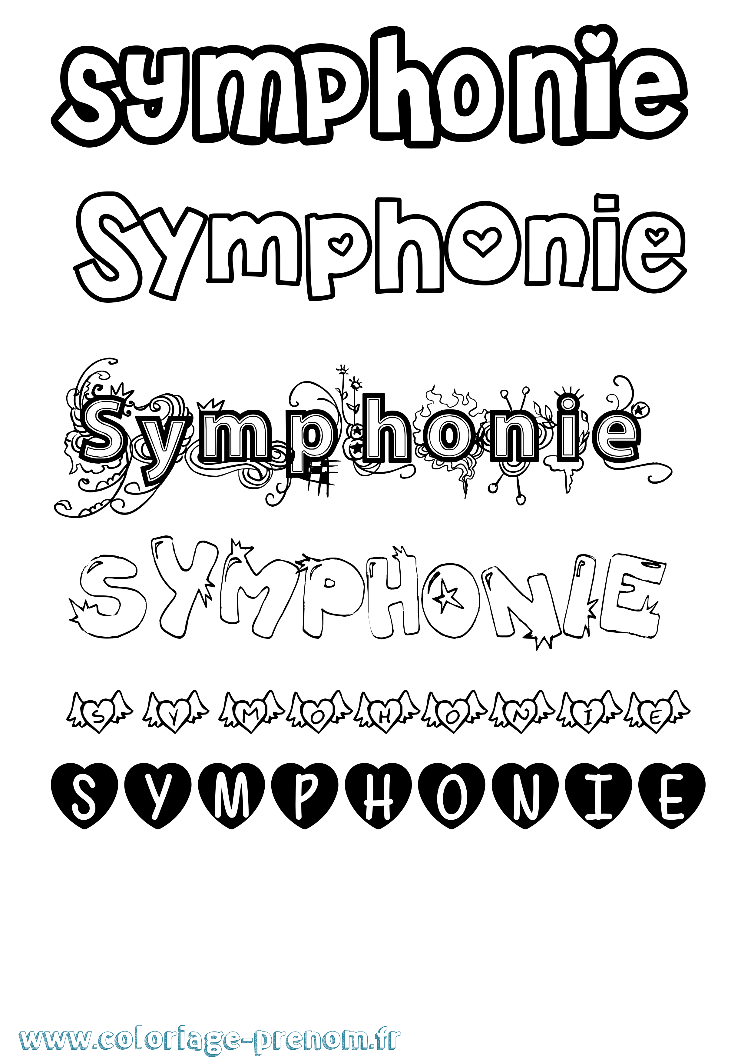 Coloriage Symphonie Girly Coloriage prénom Symphonie Girly