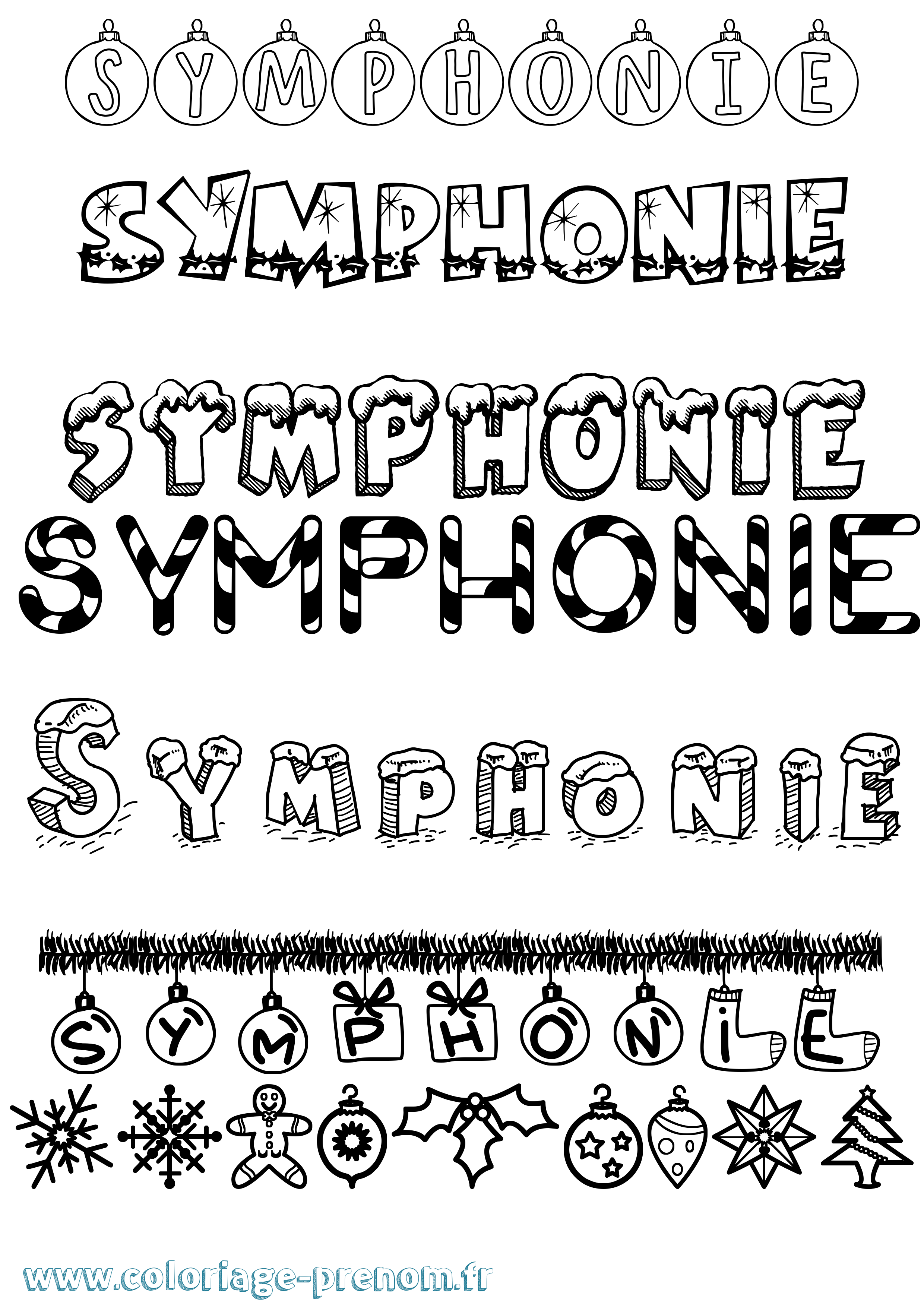 Coloriage Symphonie Noël Coloriage prénom Symphonie Noël
