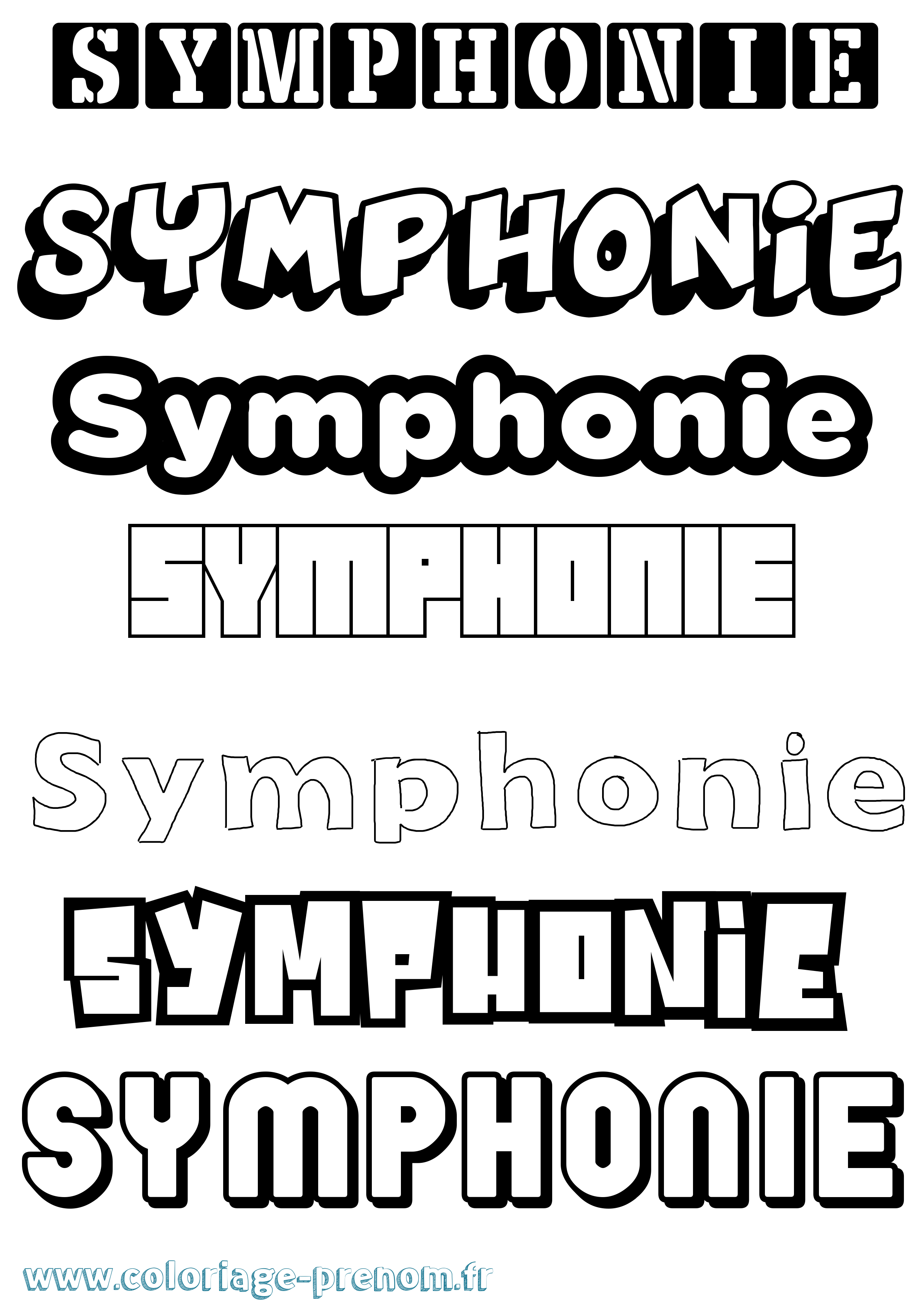 Coloriage prénom Symphonie Simple