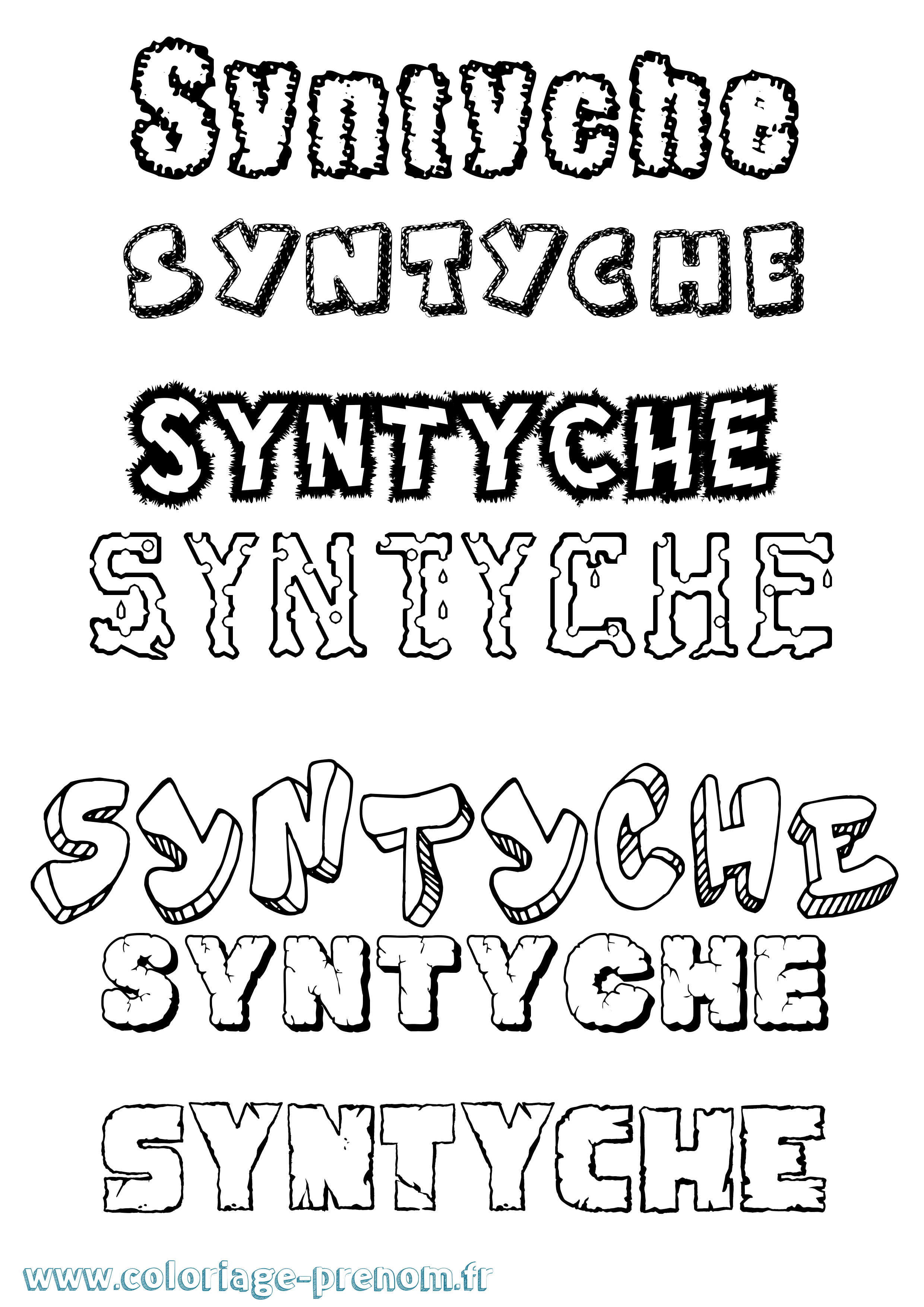 Coloriage prénom Syntyche Destructuré