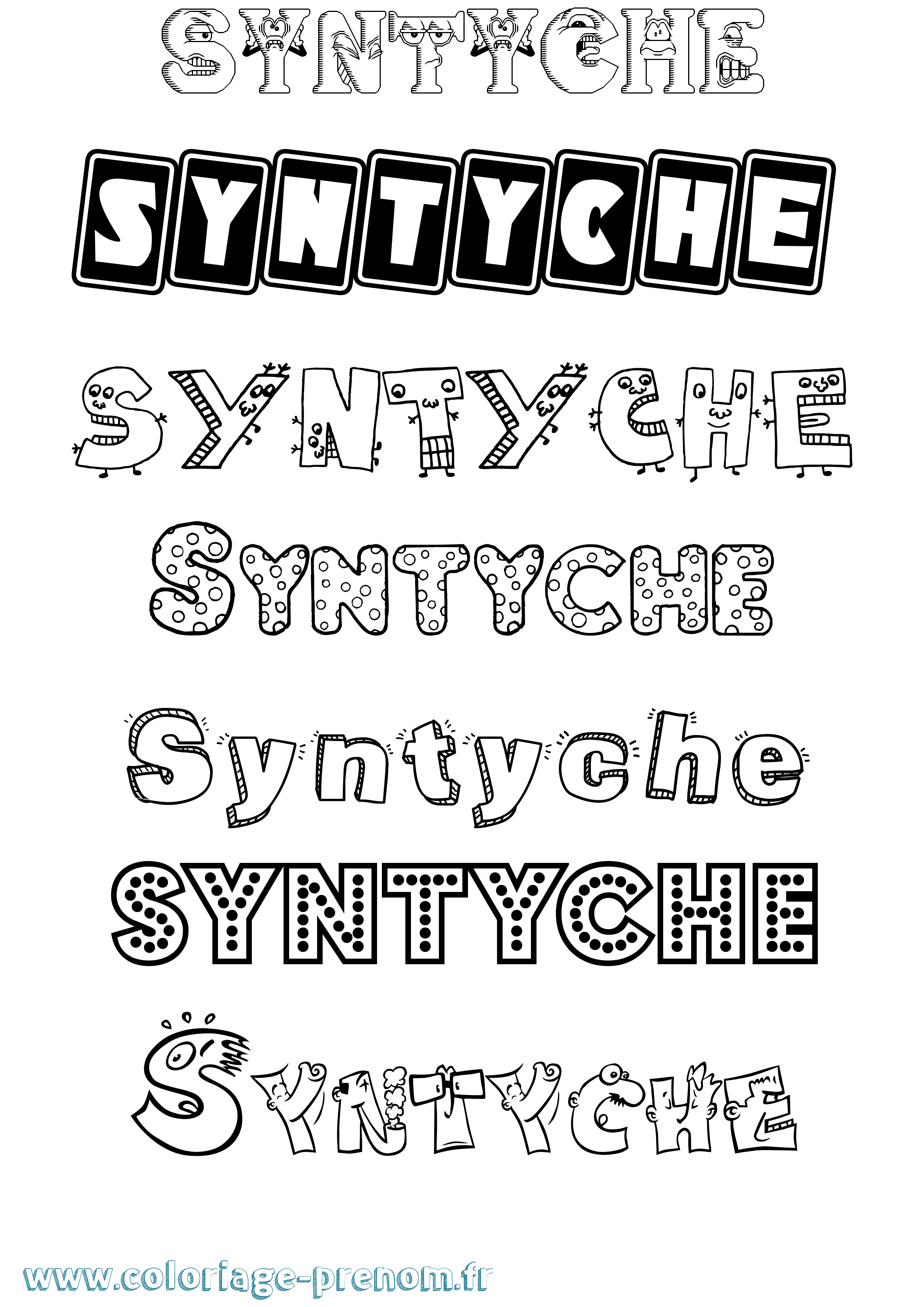 Coloriage prénom Syntyche Fun