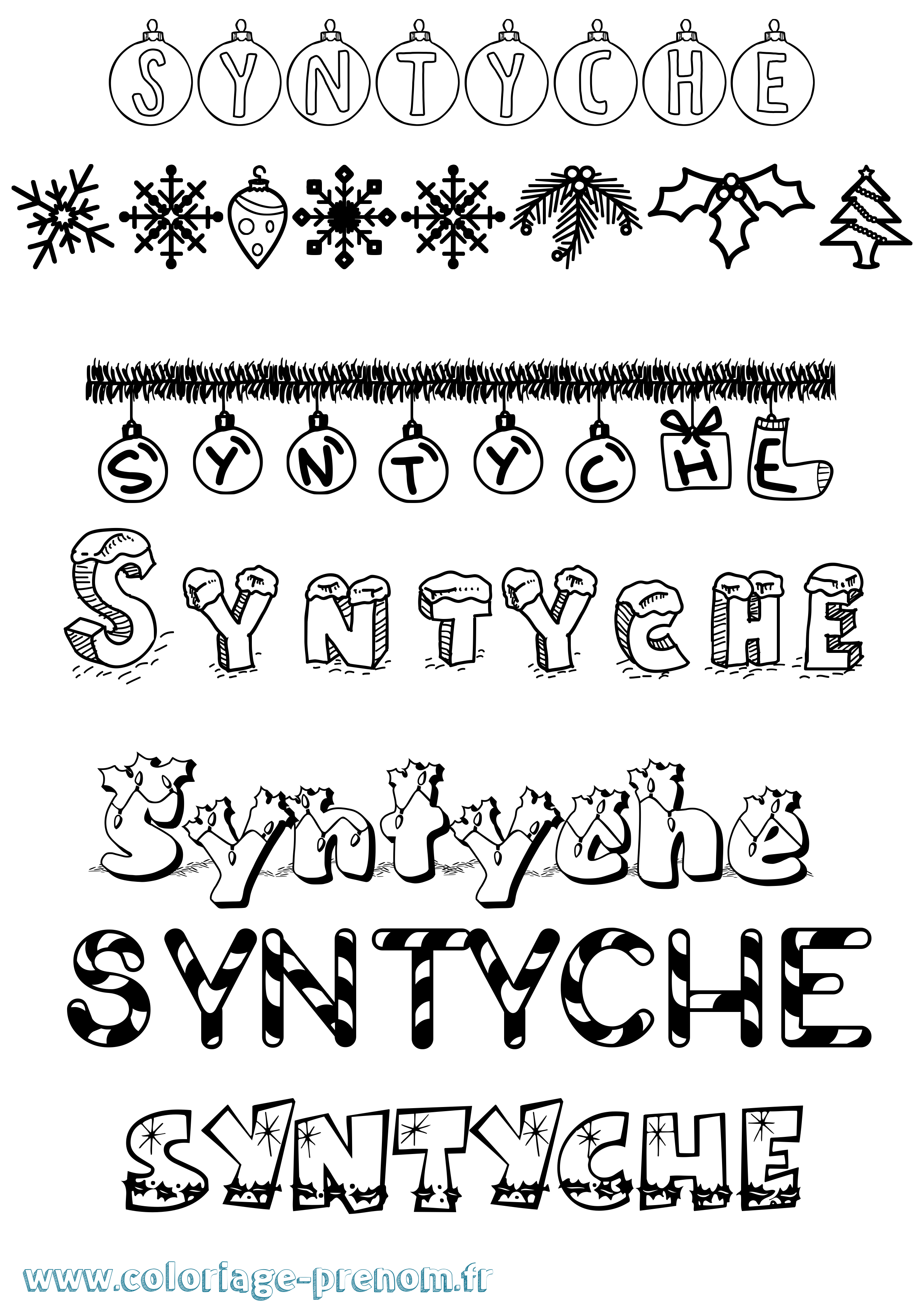 Coloriage prénom Syntyche Noël