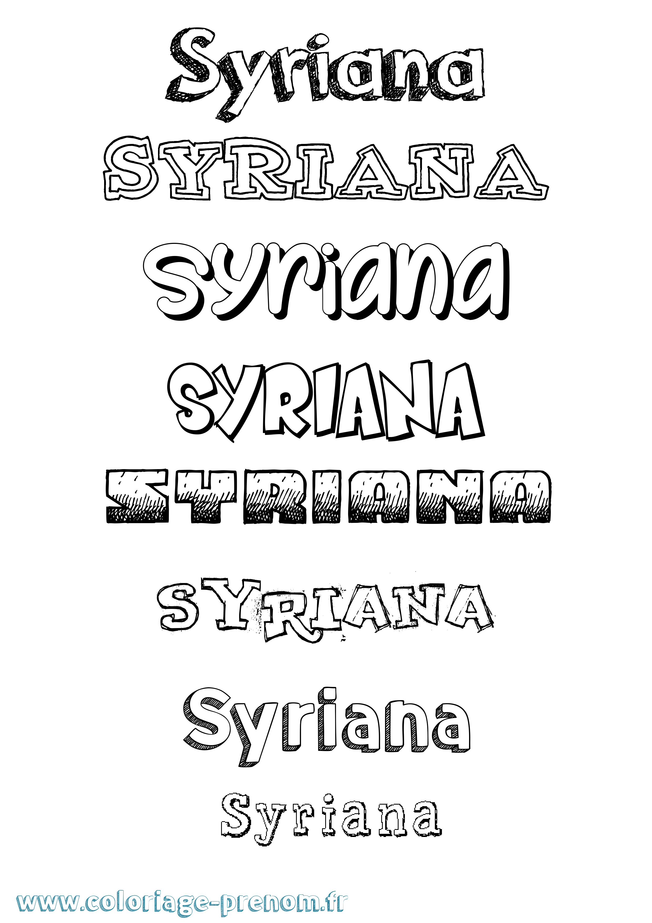 Coloriage prénom Syriana Dessiné