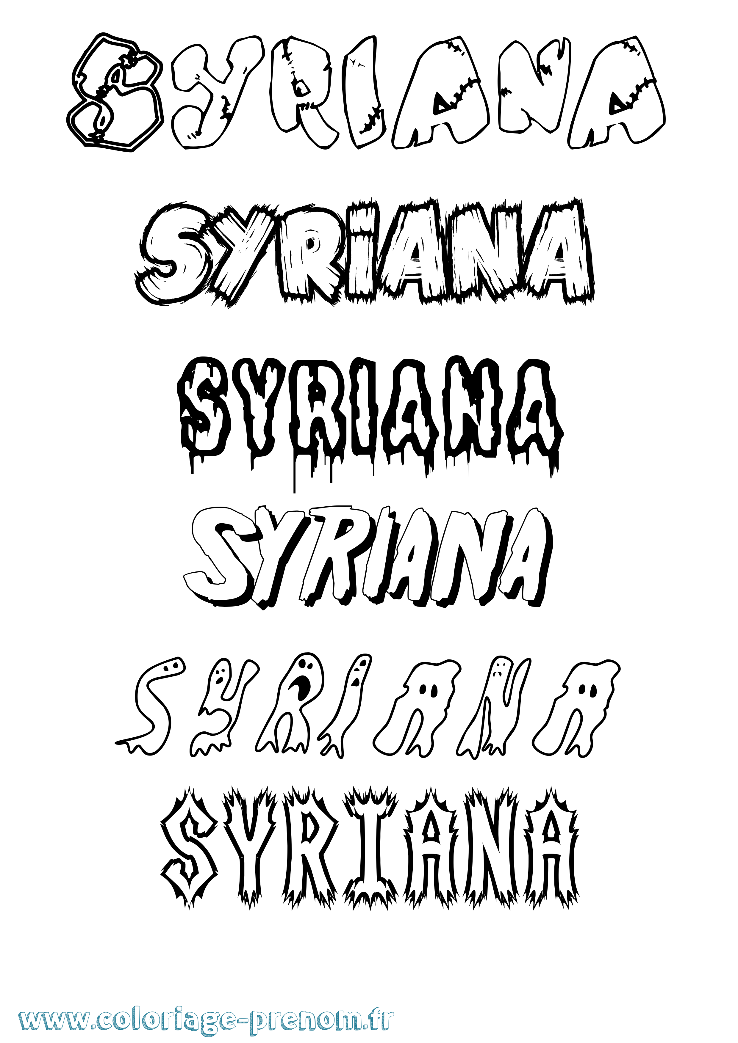 Coloriage prénom Syriana Frisson