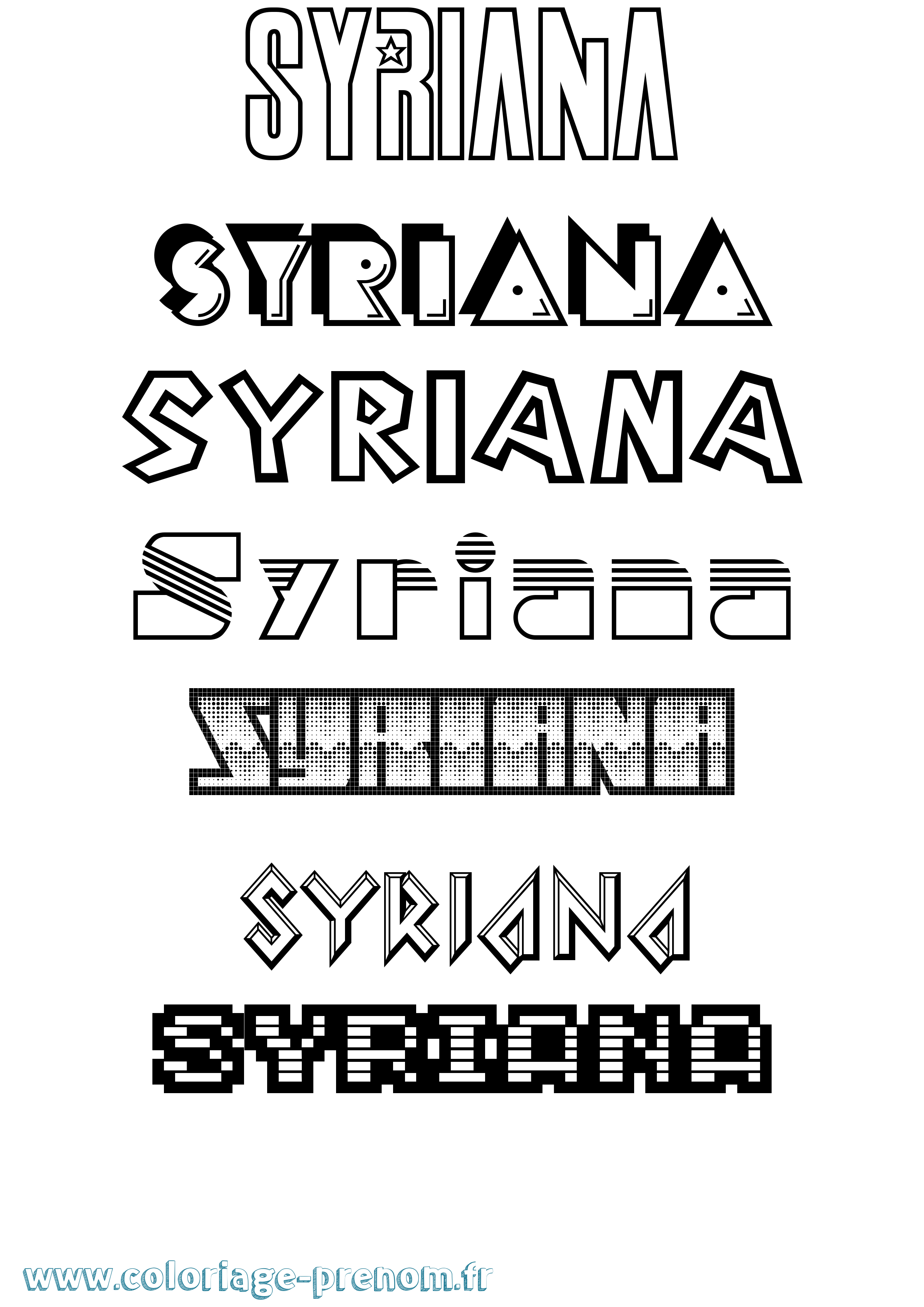 Coloriage prénom Syriana Jeux Vidéos