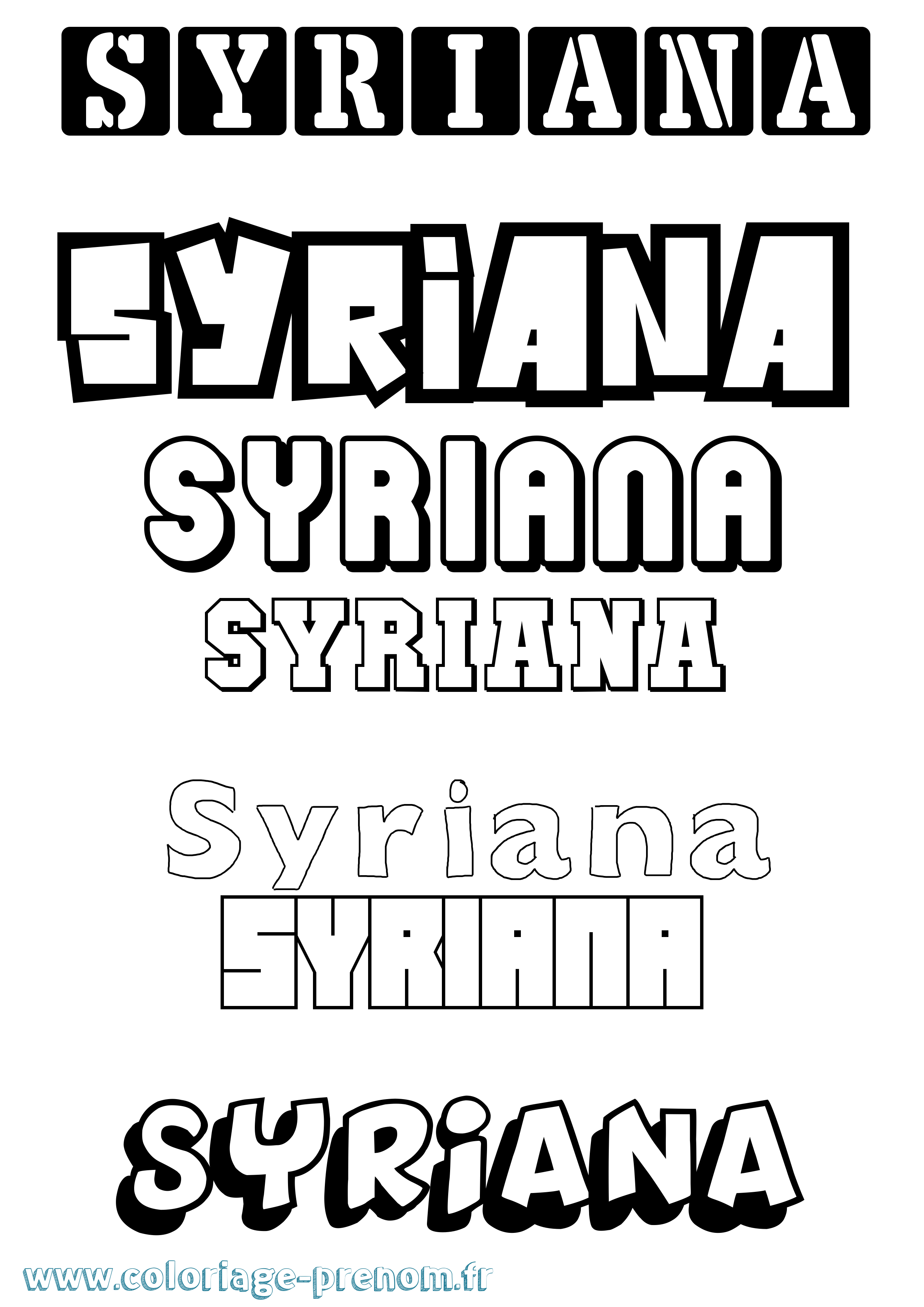 Coloriage prénom Syriana Simple