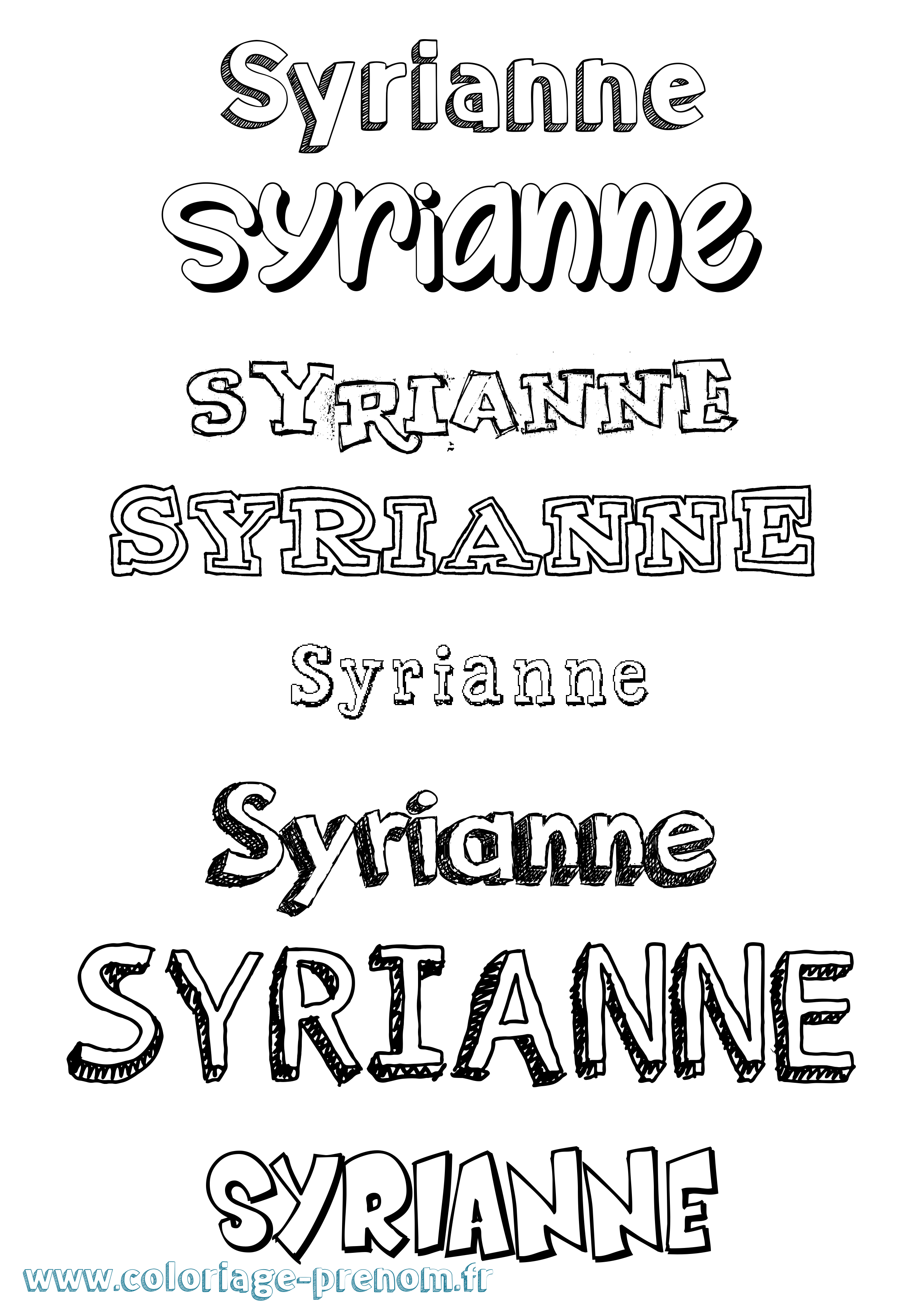 Coloriage prénom Syrianne Dessiné