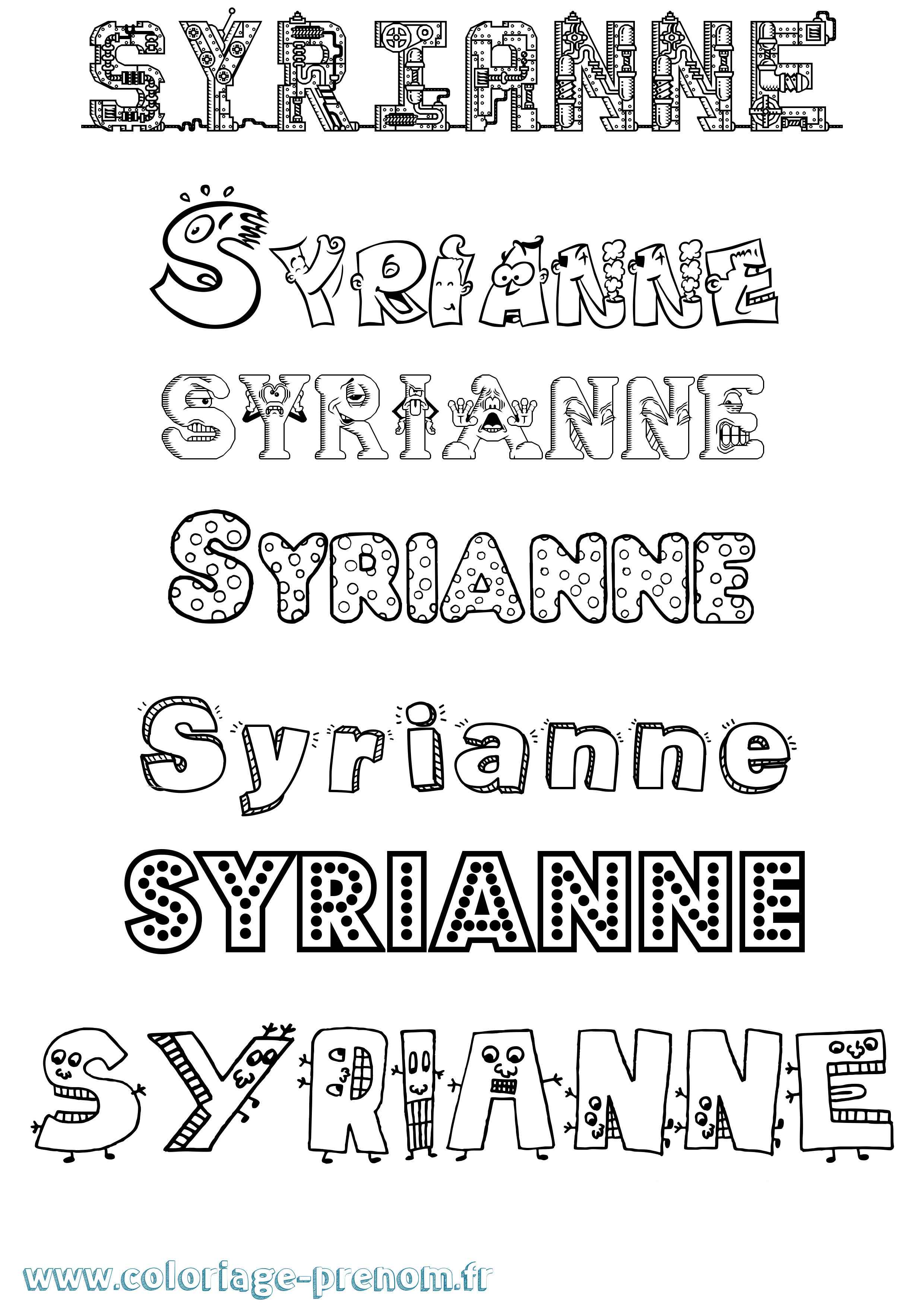 Coloriage prénom Syrianne Fun