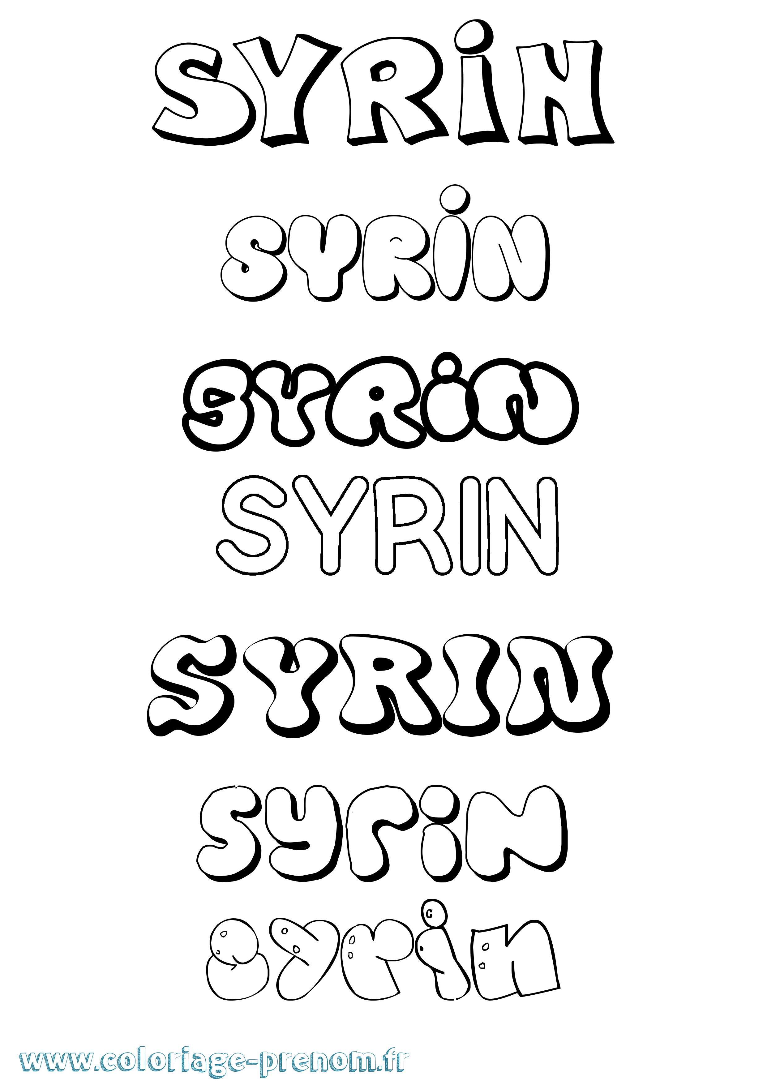 Coloriage prénom Syrin Bubble