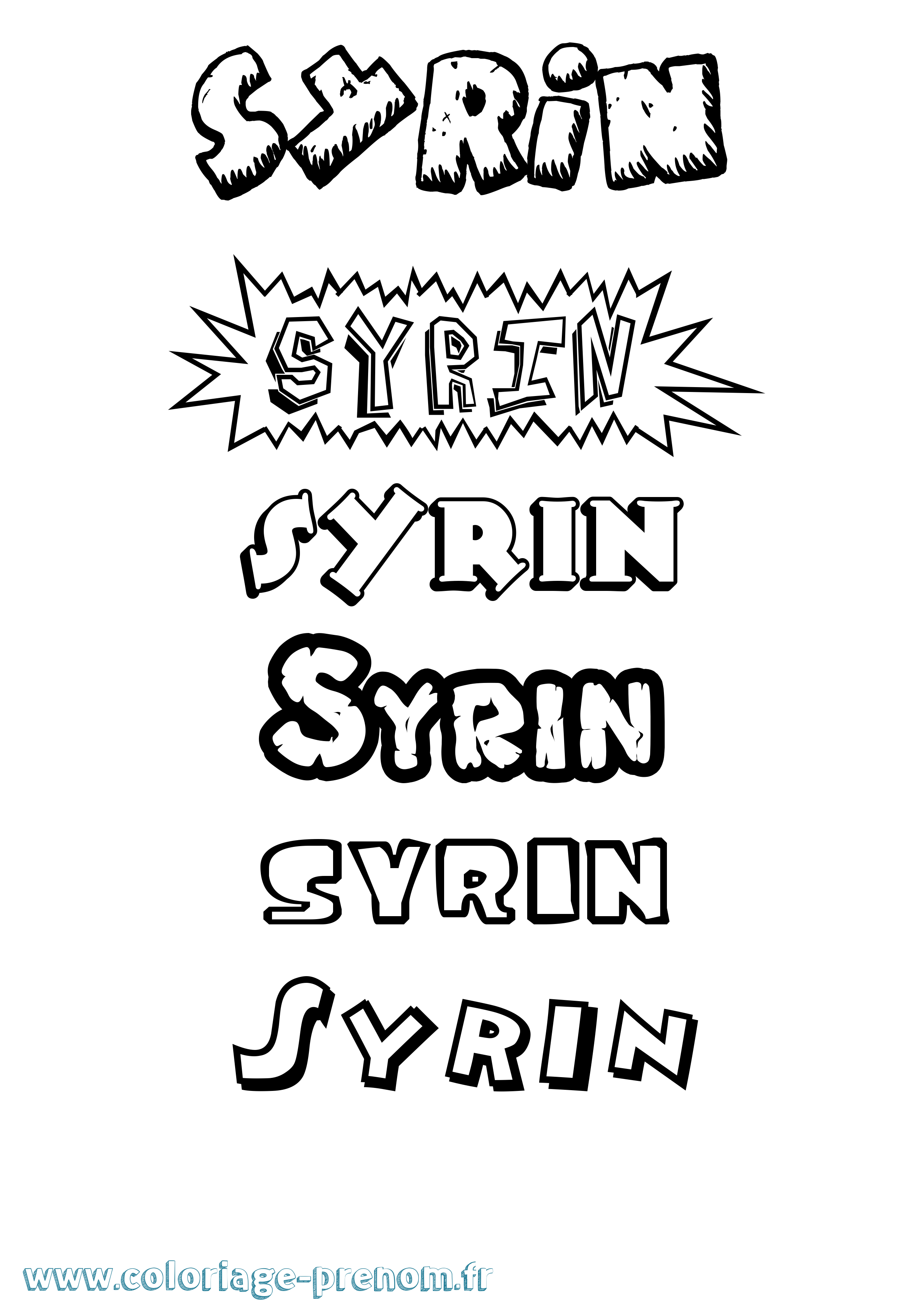 Coloriage prénom Syrin Dessin Animé