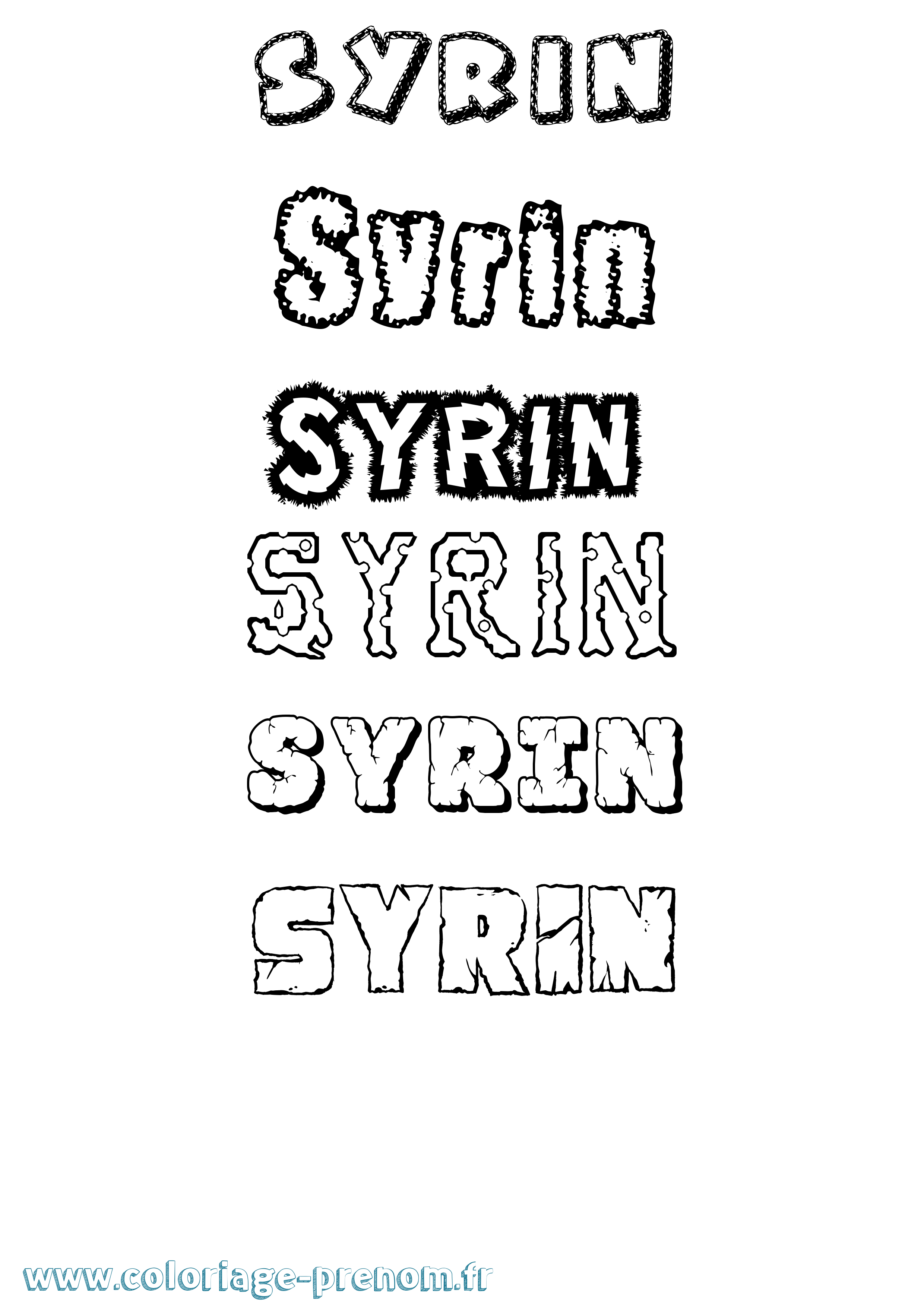 Coloriage prénom Syrin Destructuré