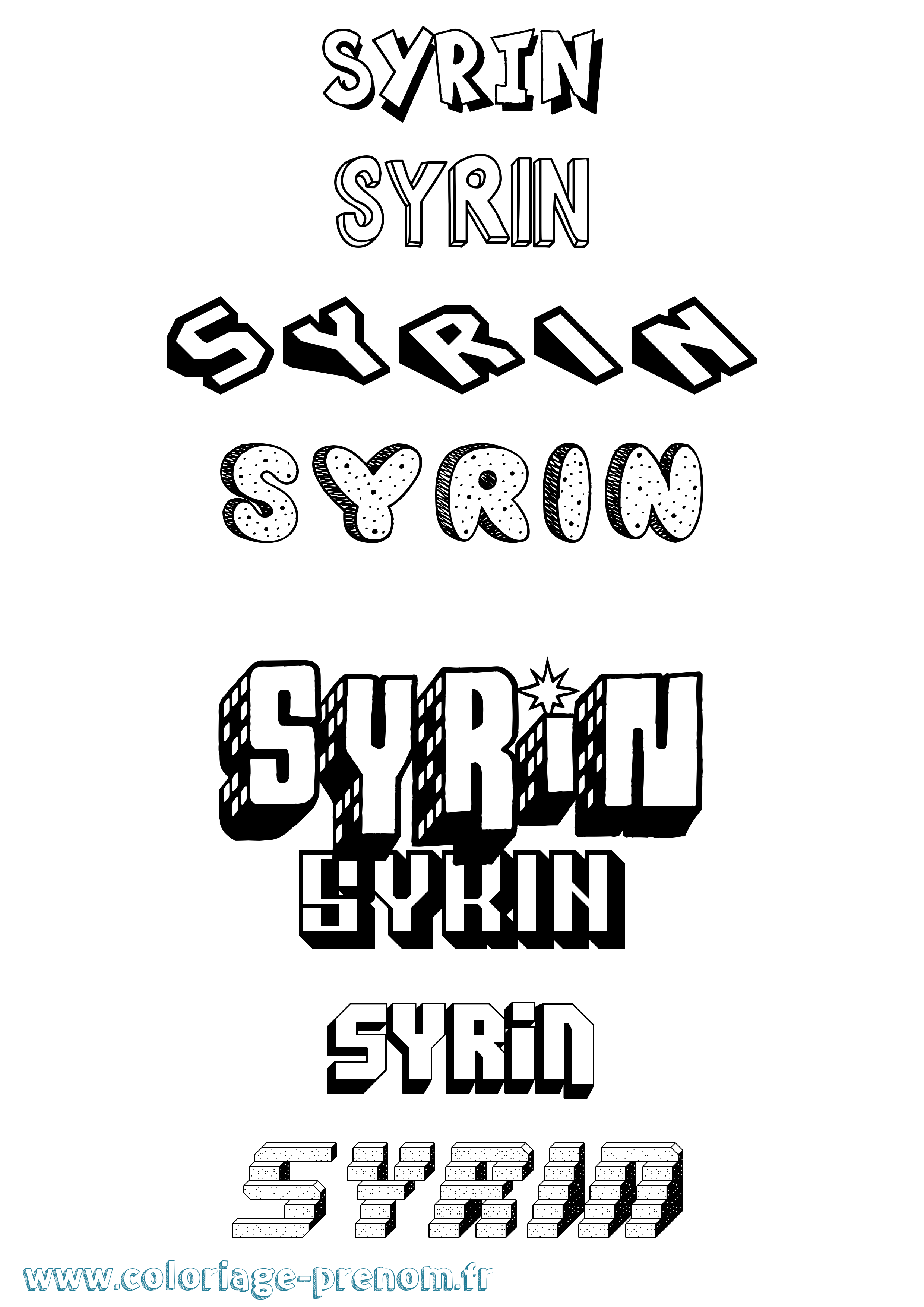 Coloriage prénom Syrin Effet 3D