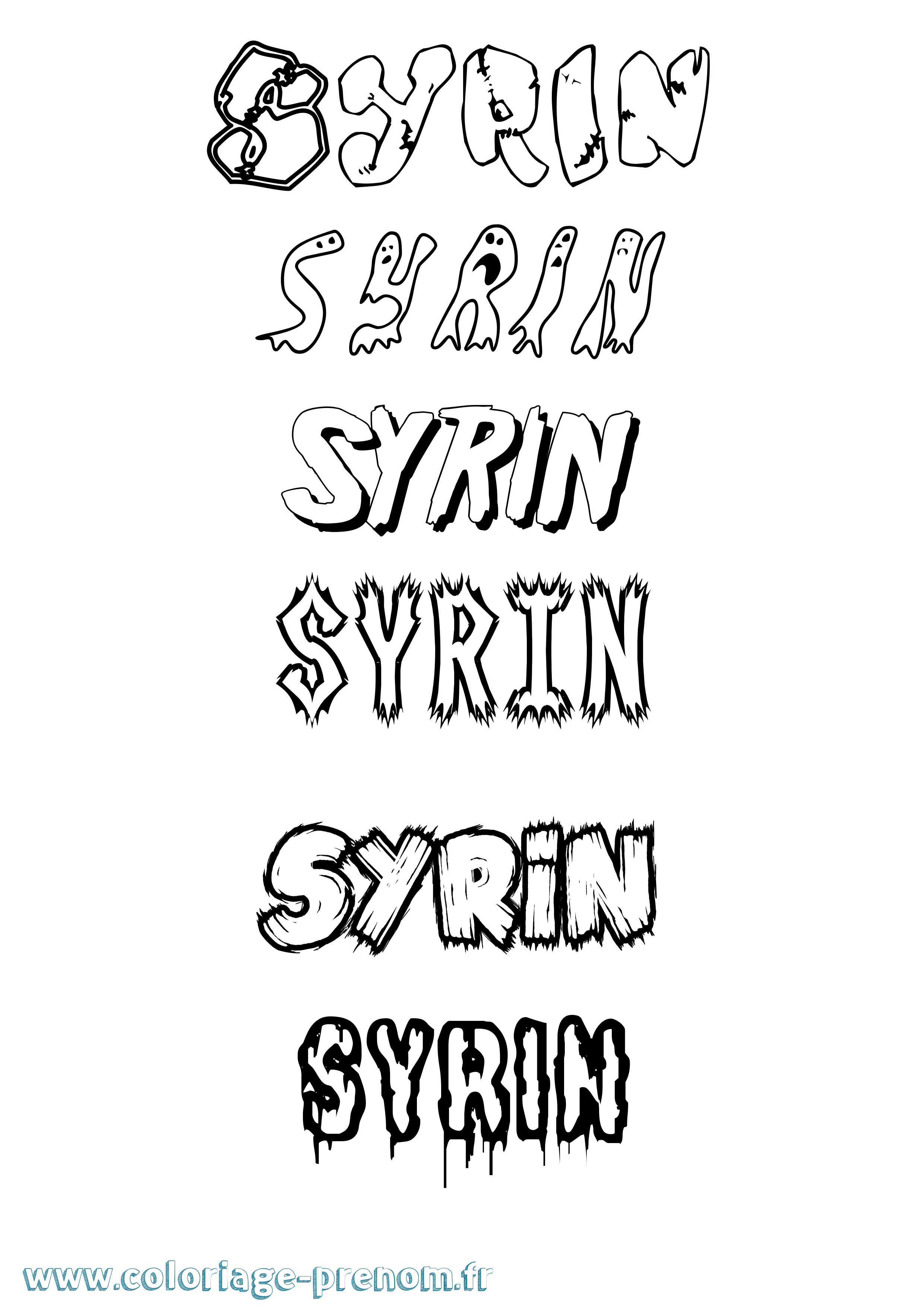 Coloriage prénom Syrin Frisson