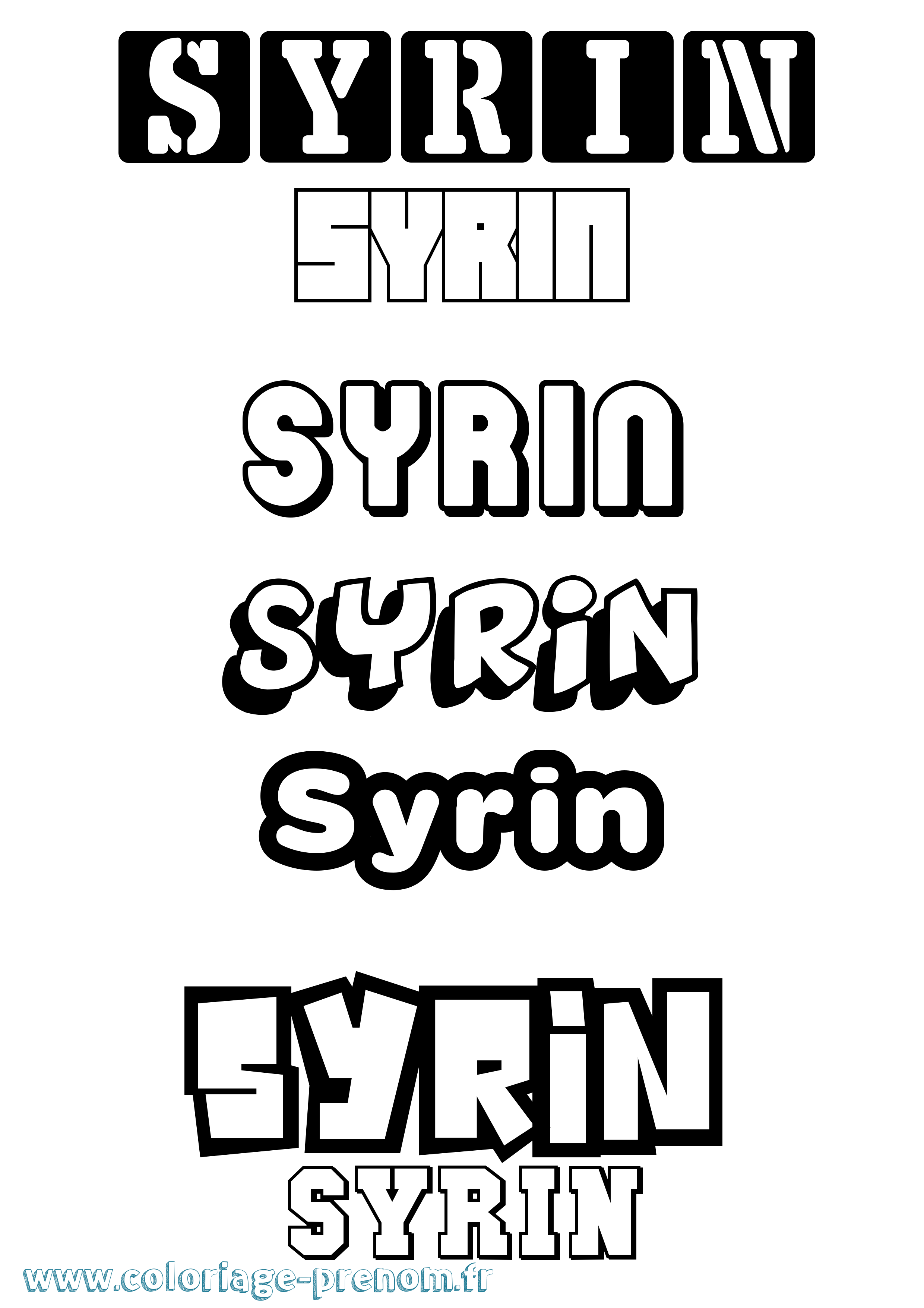 Coloriage prénom Syrin Simple