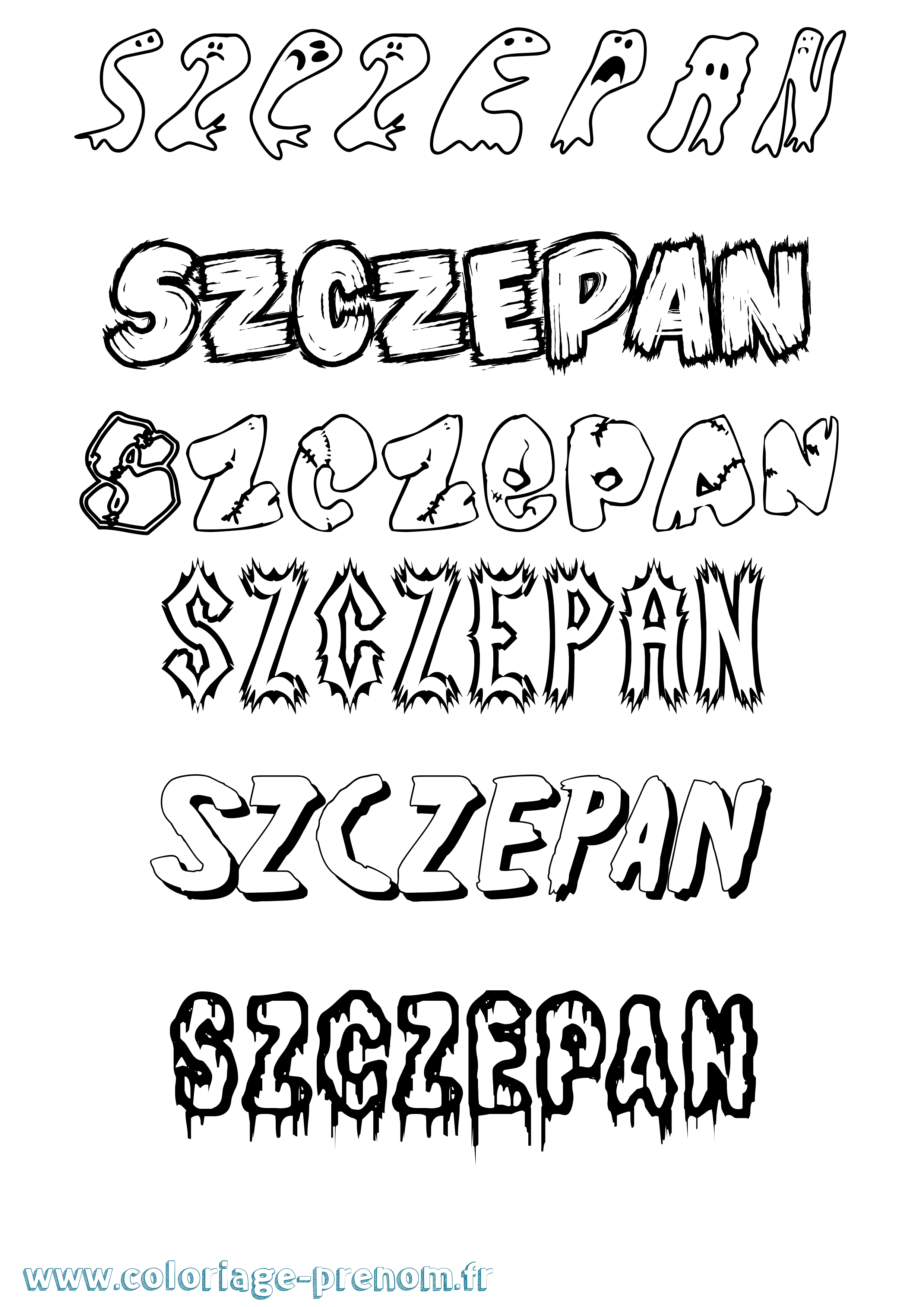 Coloriage prénom Szczepan Frisson
