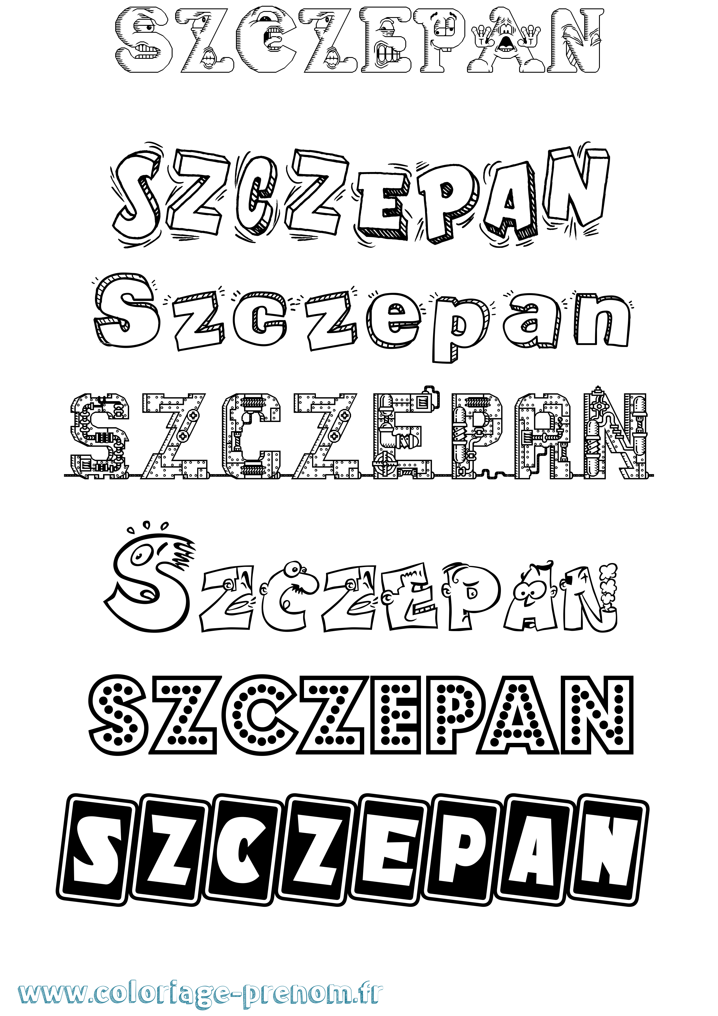 Coloriage prénom Szczepan Fun