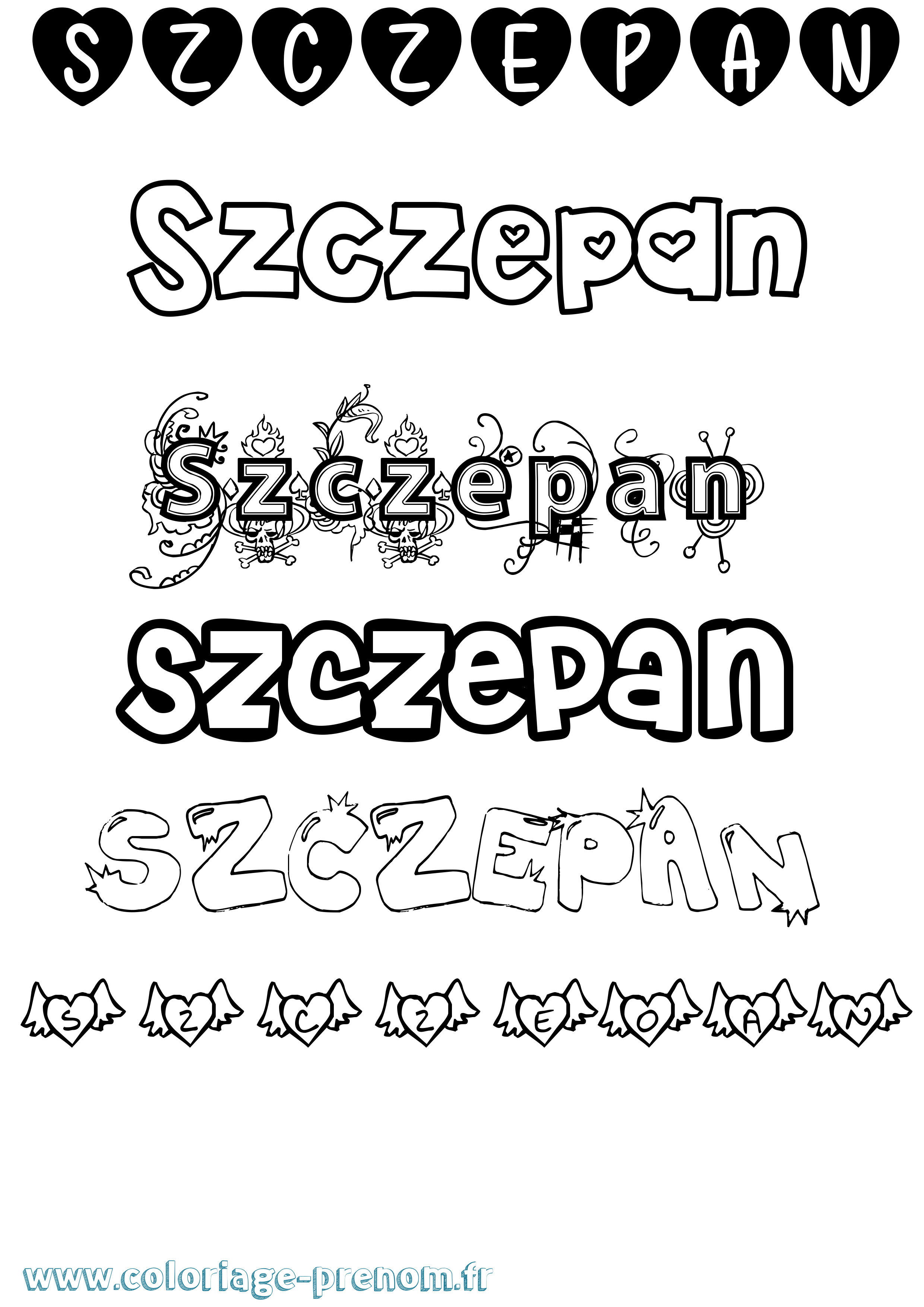 Coloriage prénom Szczepan Girly