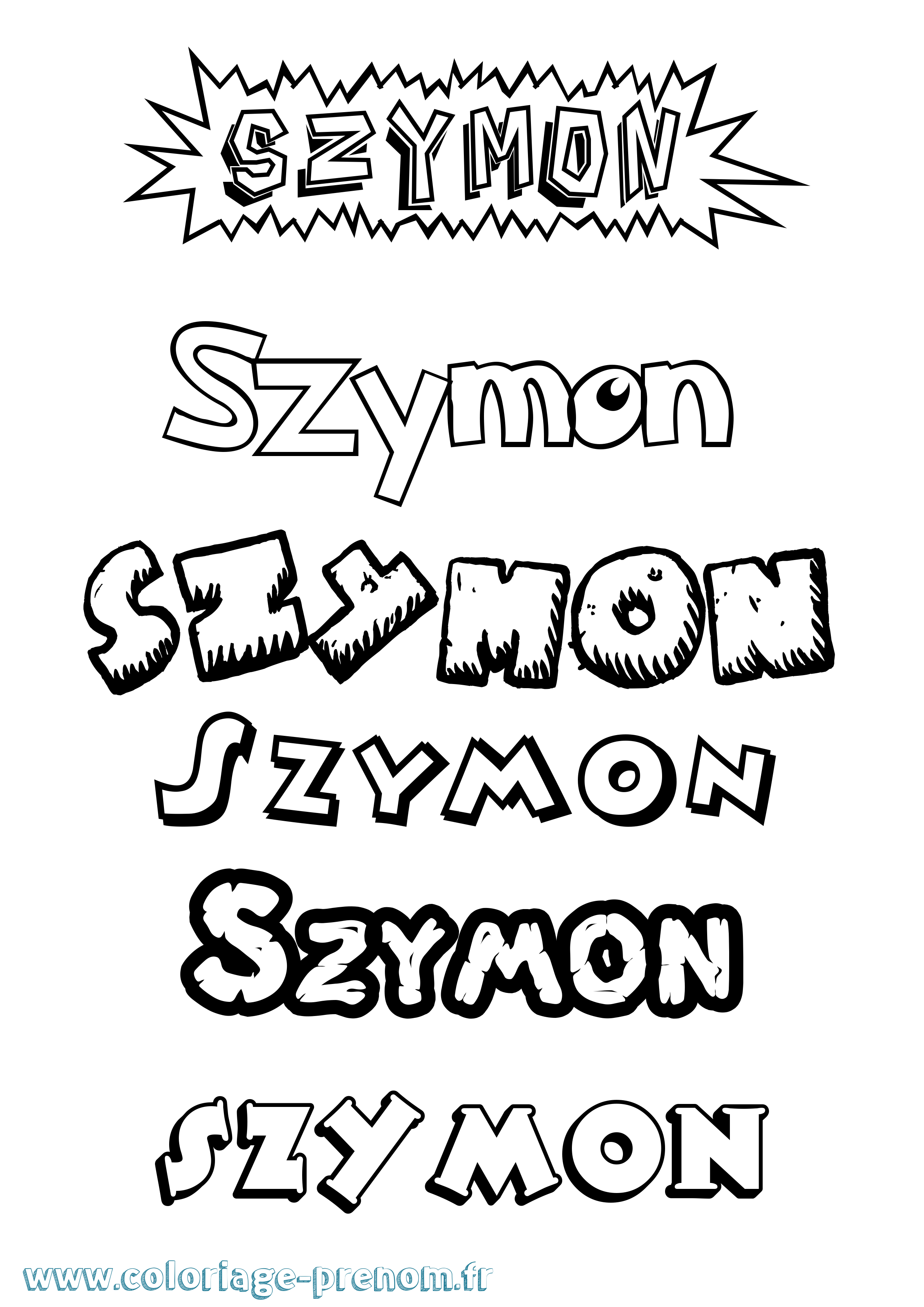 Coloriage prénom Szymon Dessin Animé