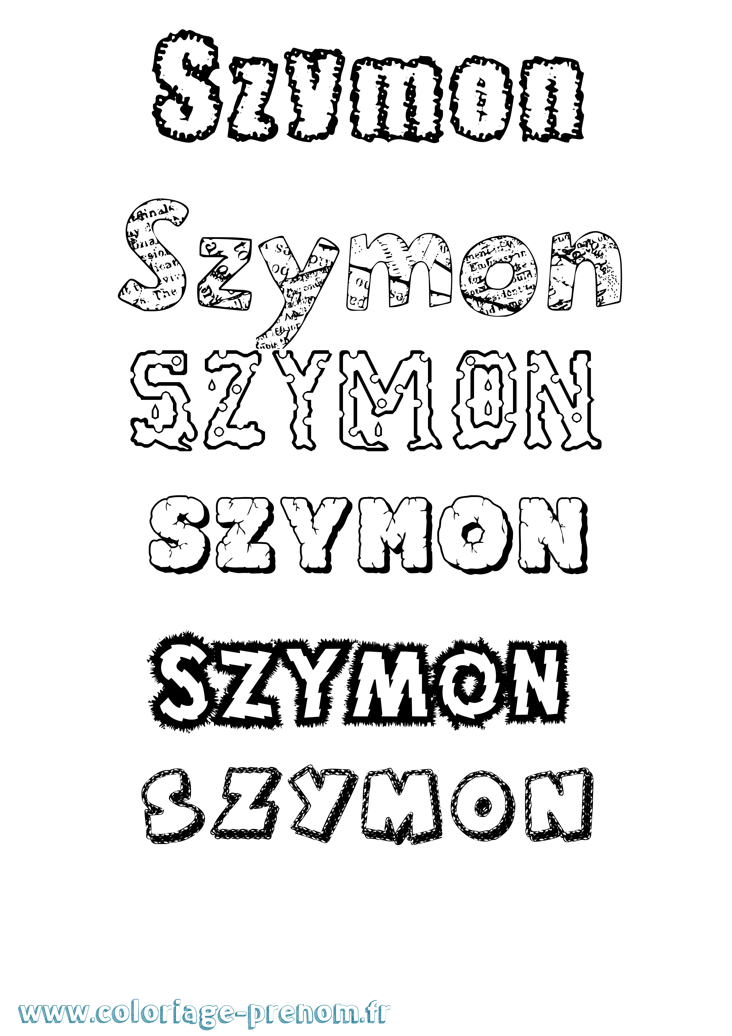 Coloriage prénom Szymon Destructuré