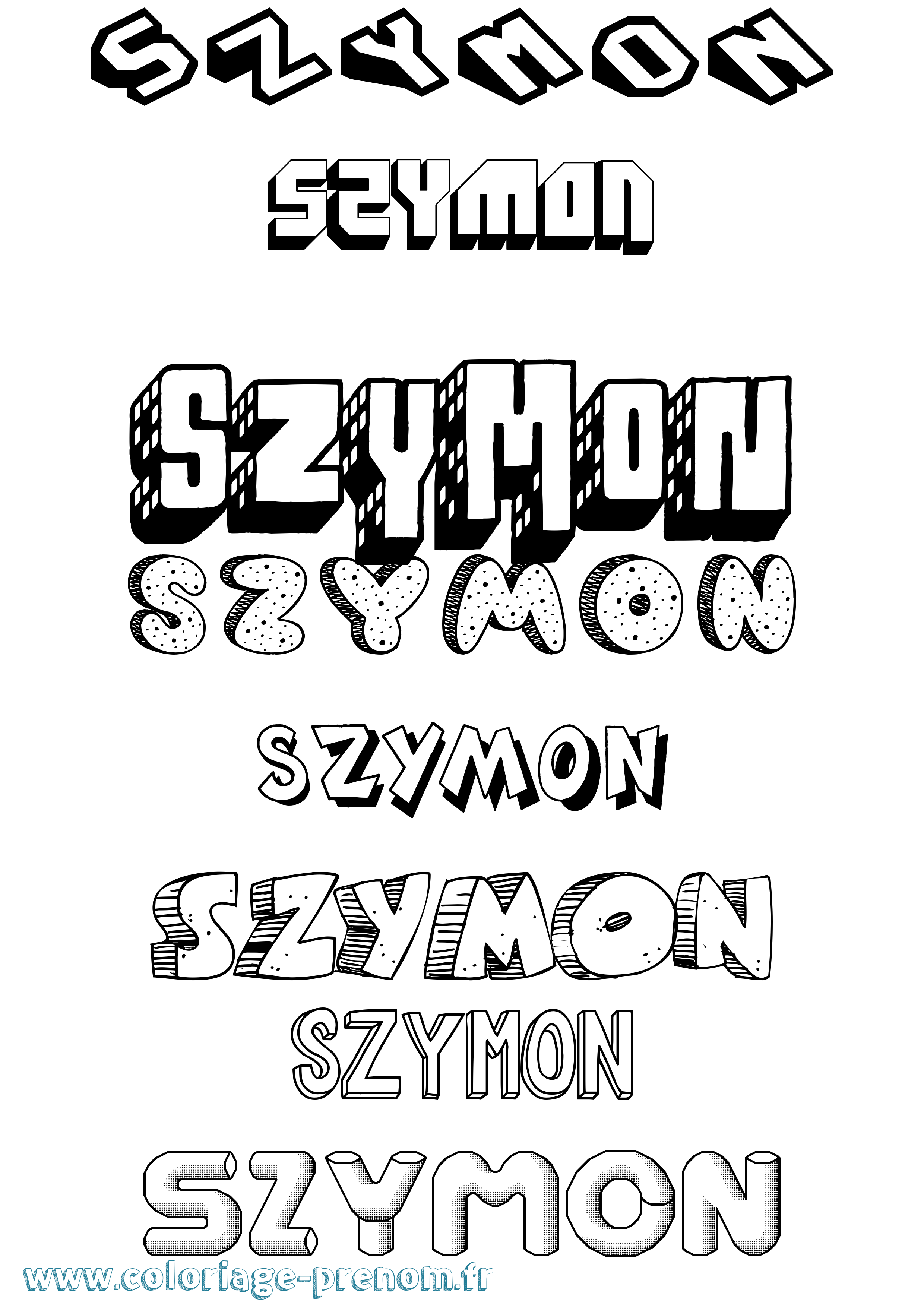 Coloriage prénom Szymon Effet 3D