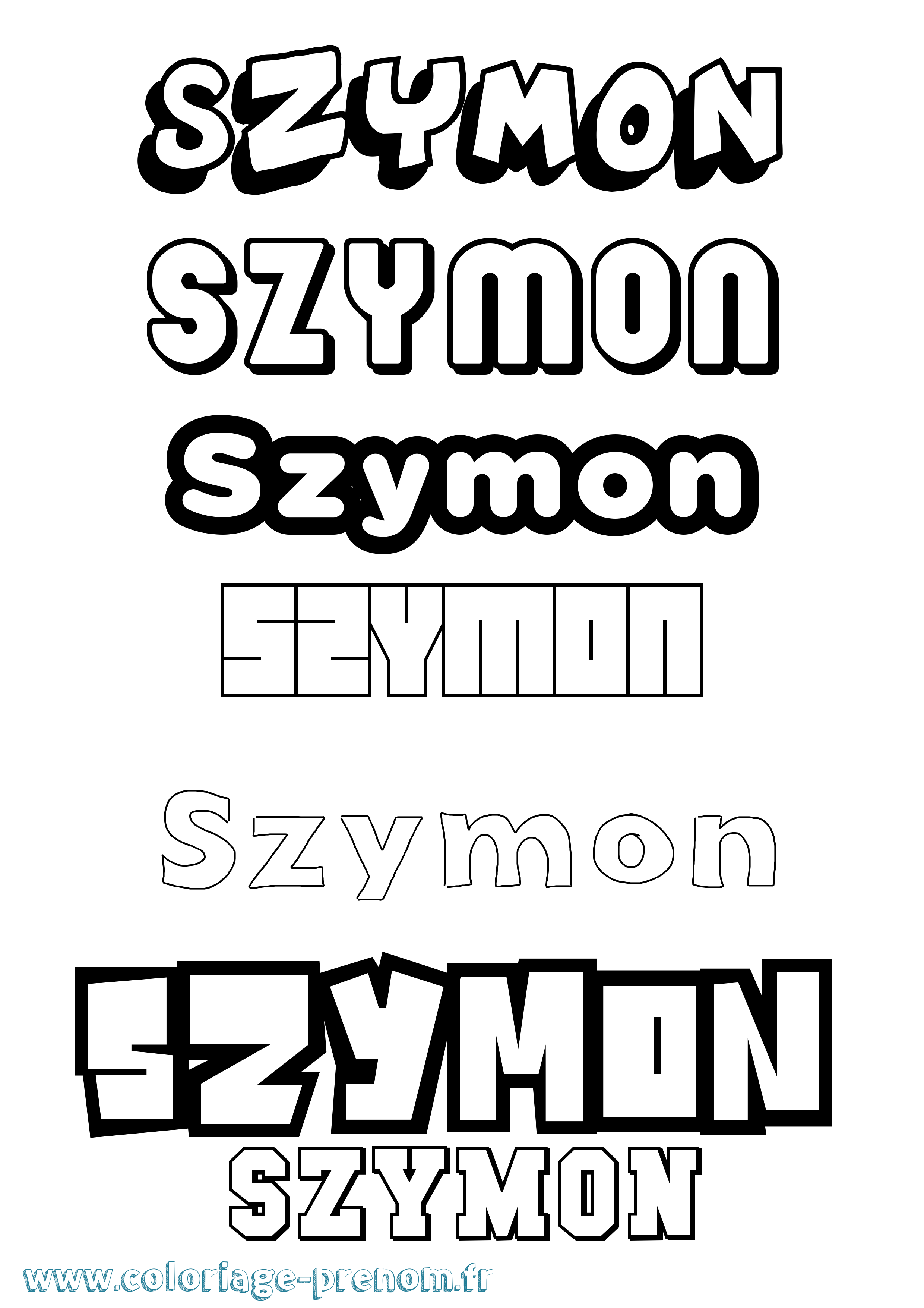 Coloriage prénom Szymon Simple