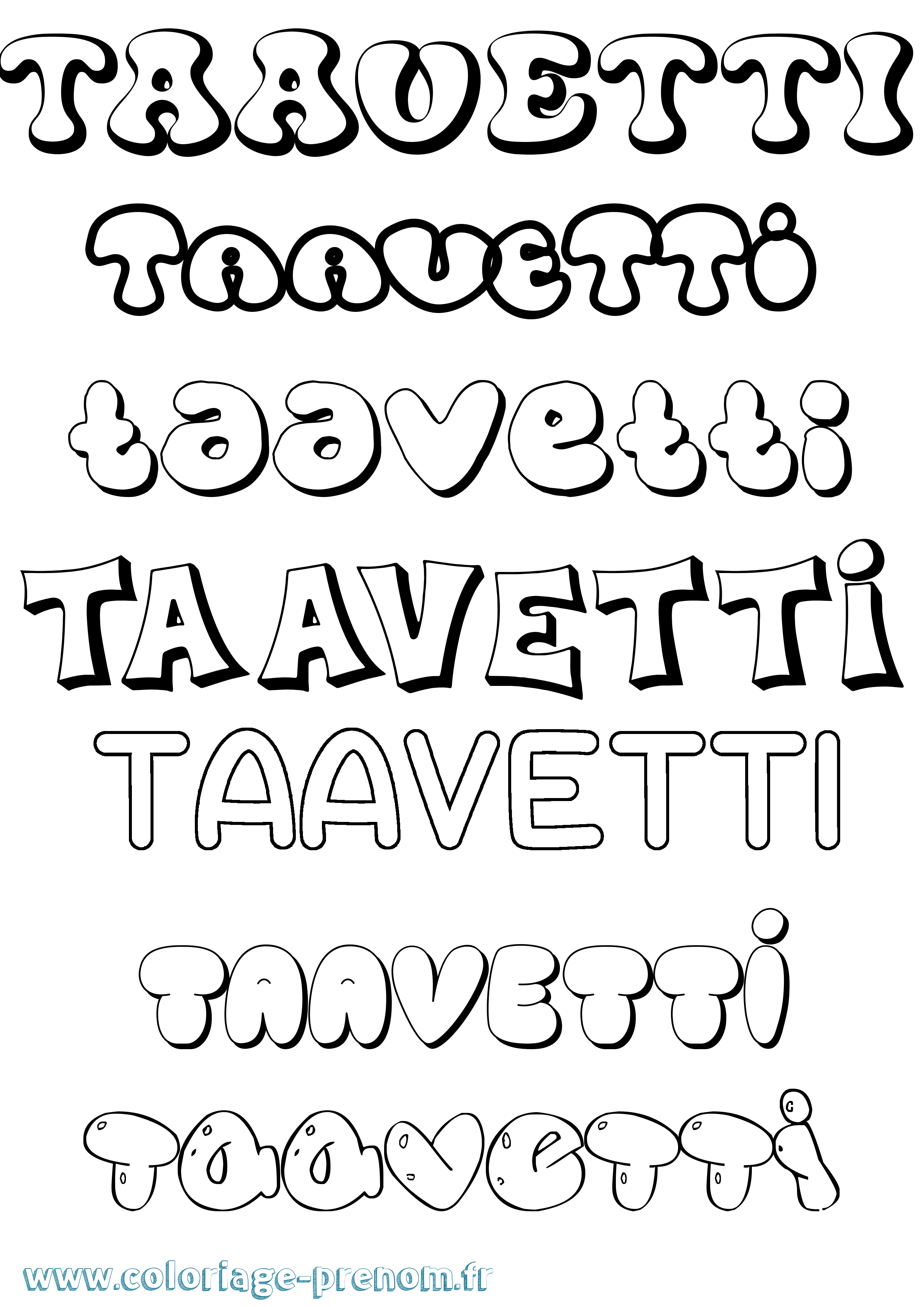 Coloriage prénom Taavetti Bubble