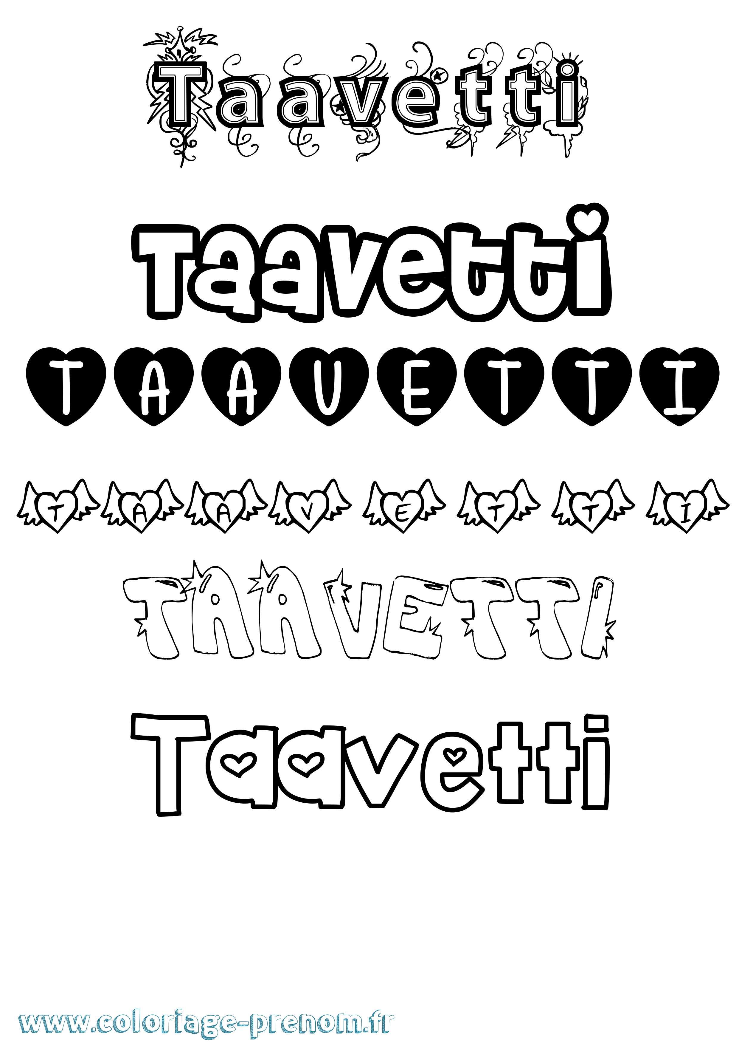 Coloriage prénom Taavetti Girly