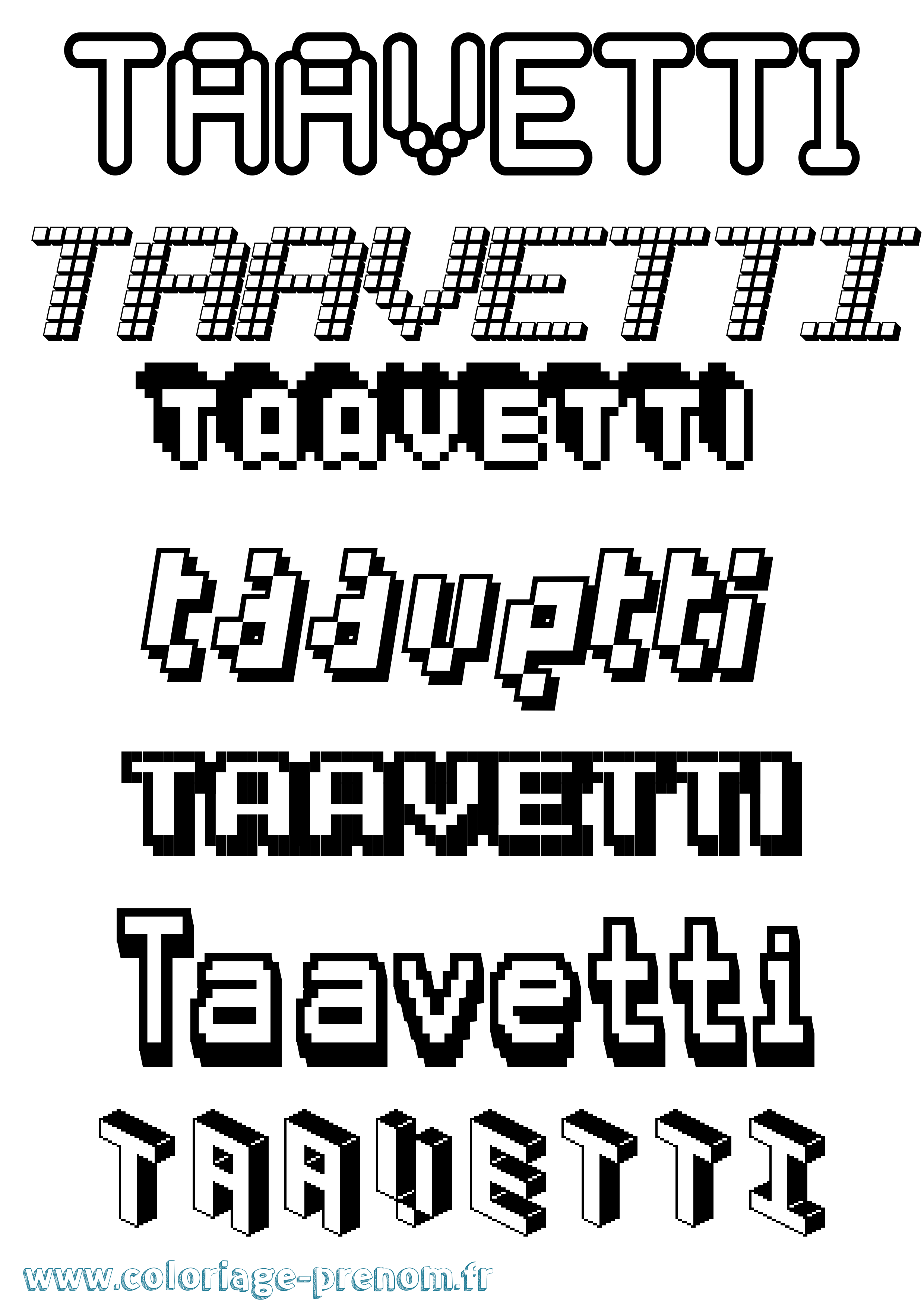 Coloriage prénom Taavetti Pixel