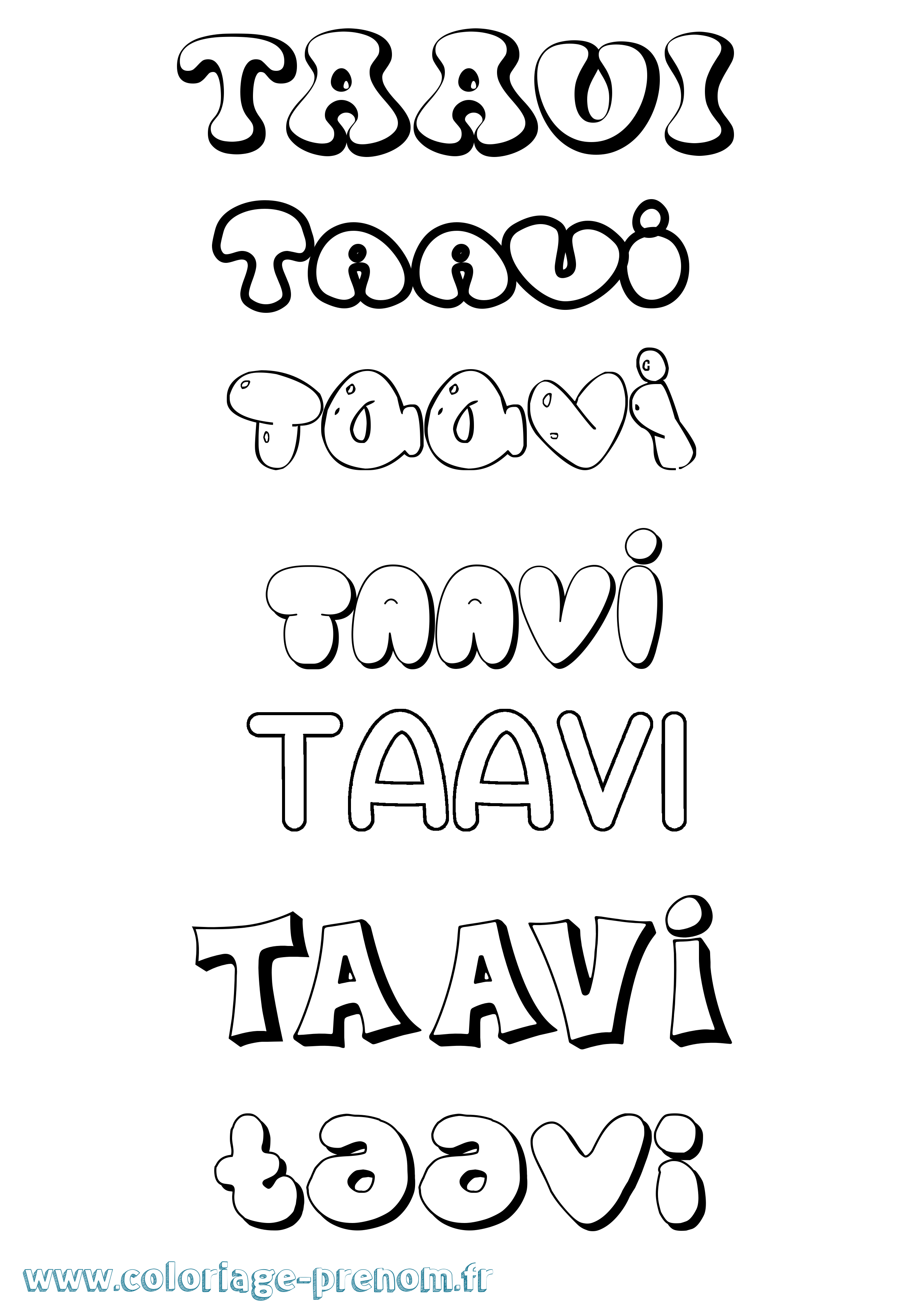 Coloriage Taavi Bubble Coloriage prénom Taavi Bubble