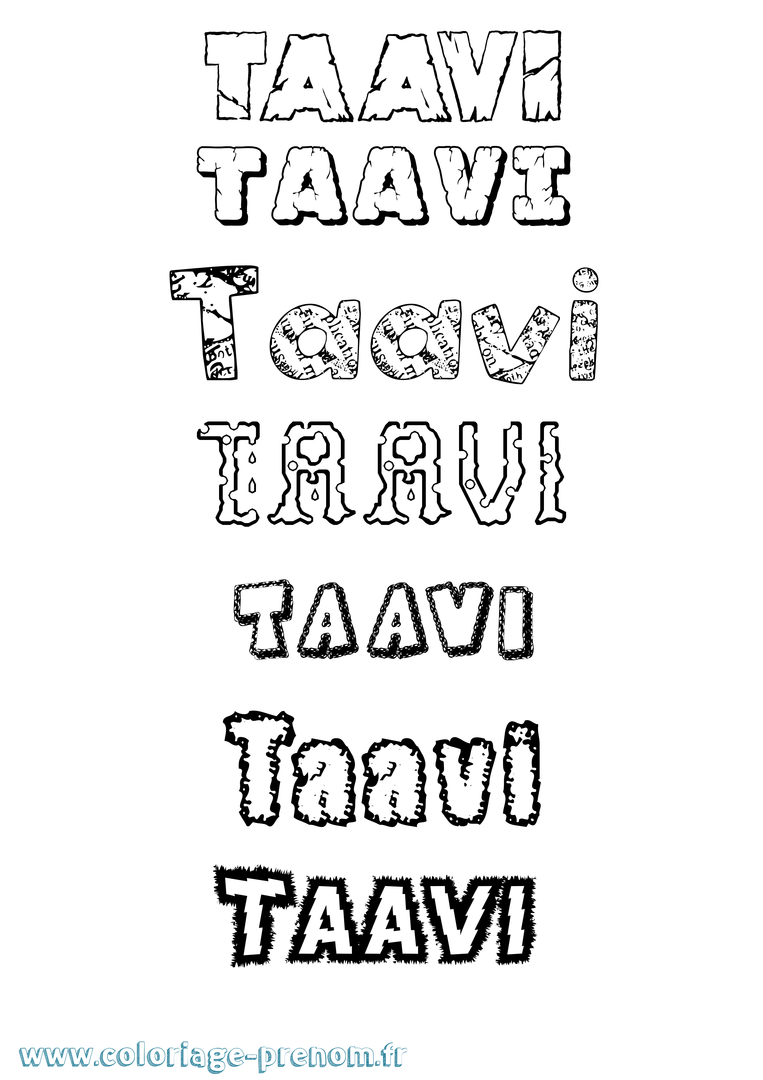 Coloriage prénom Taavi Destructuré